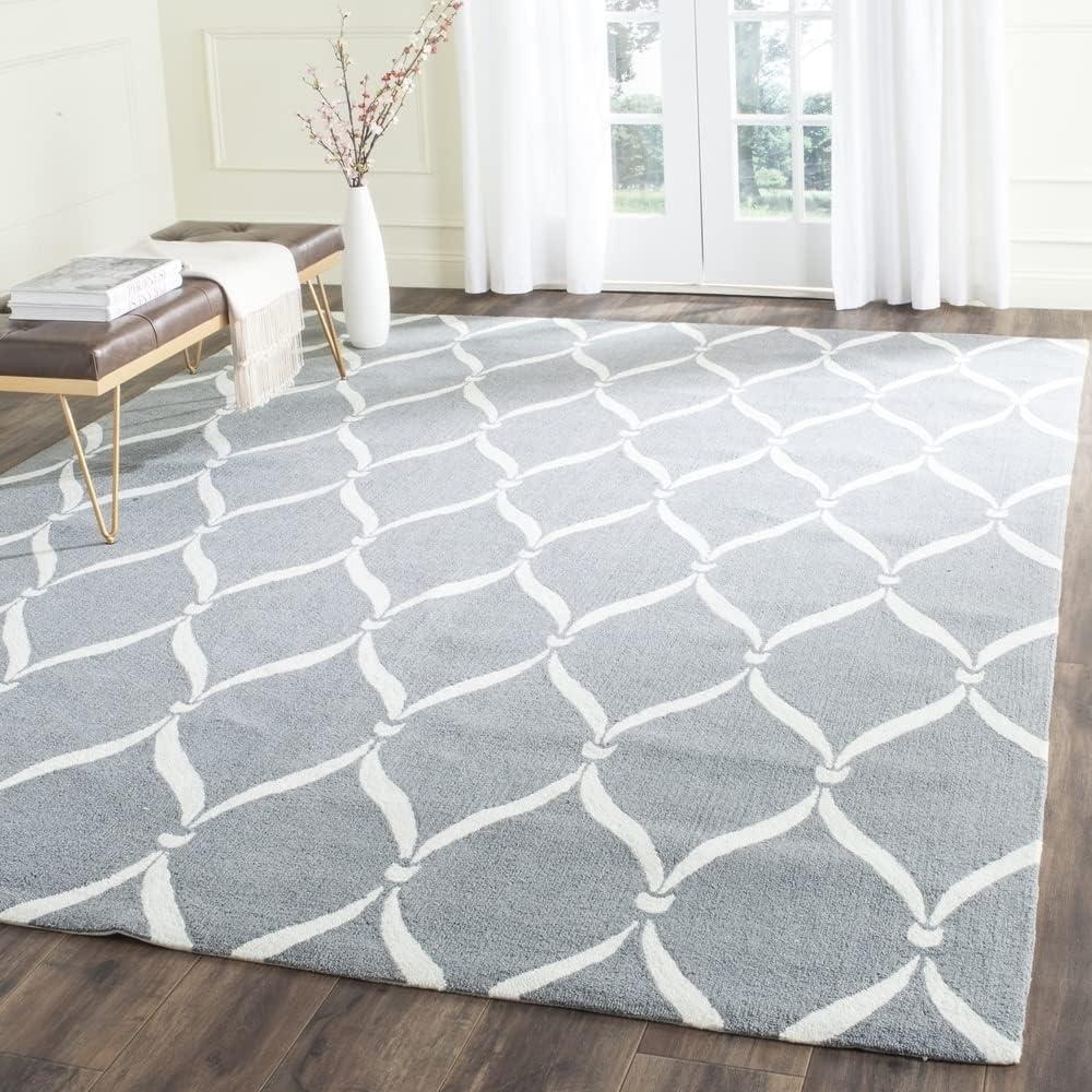 Handmade Navy and Ivory Floral Synthetic 8' x 10' Area Rug