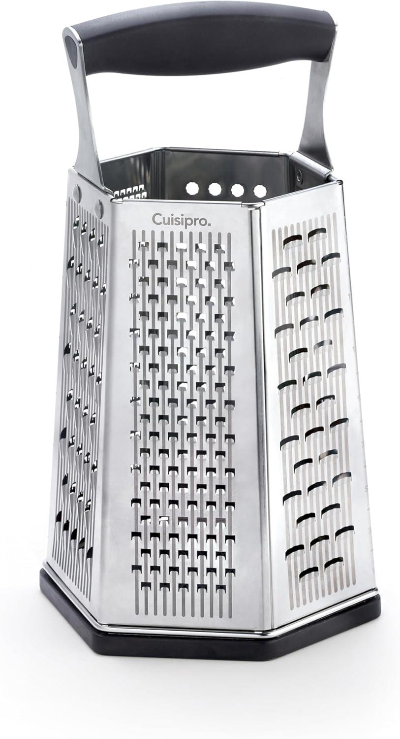 Stainless Steel 6-Sided Box Grater with Black Handle