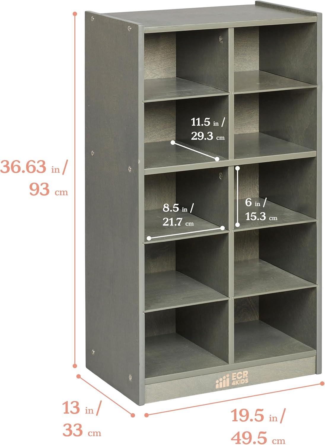 ECR4Kids 10 Cubby Mobile Tray Storage Cabinet, 5x2, Classroom Furniture