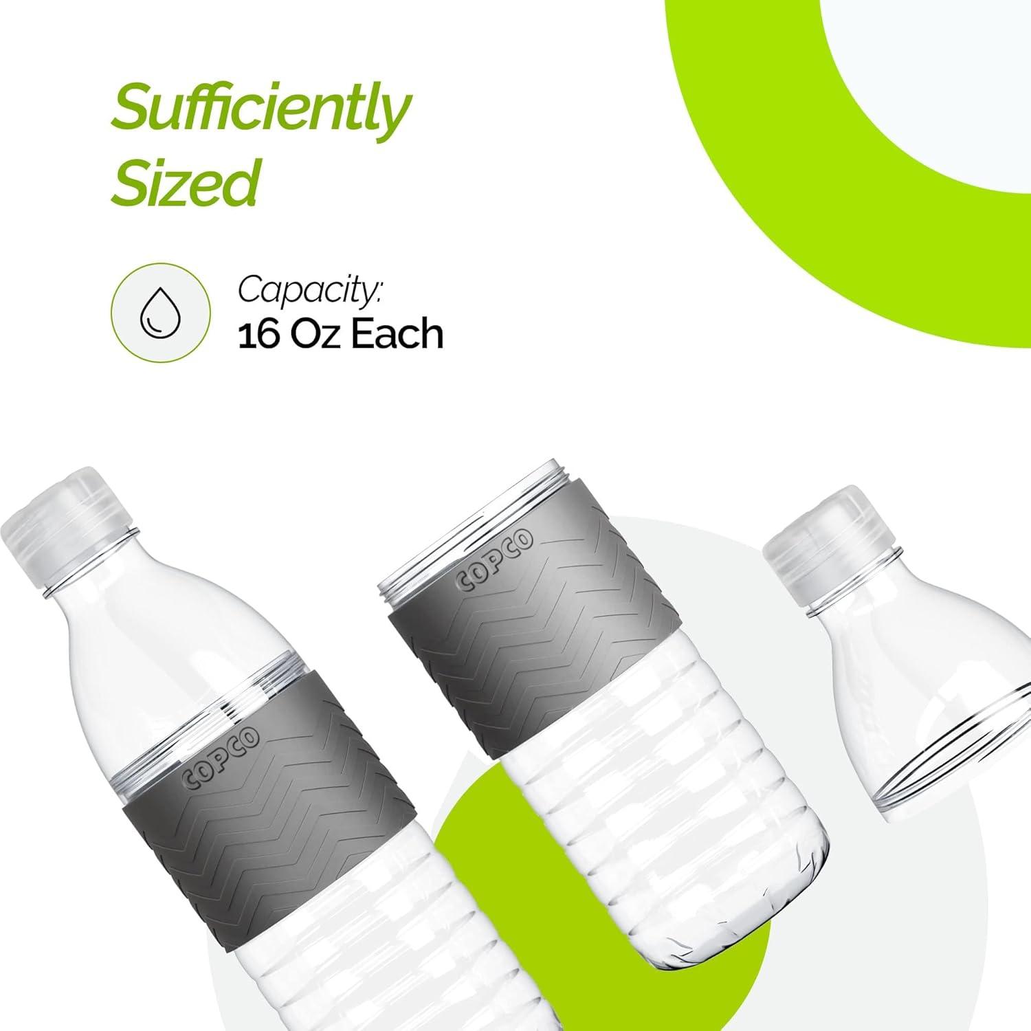 Copco Hydra 2-Pack Water Bottle 16.9 Ounce Non Slip Sleeve BPA Free Tritan Plastic Reusable - Chevron Gray