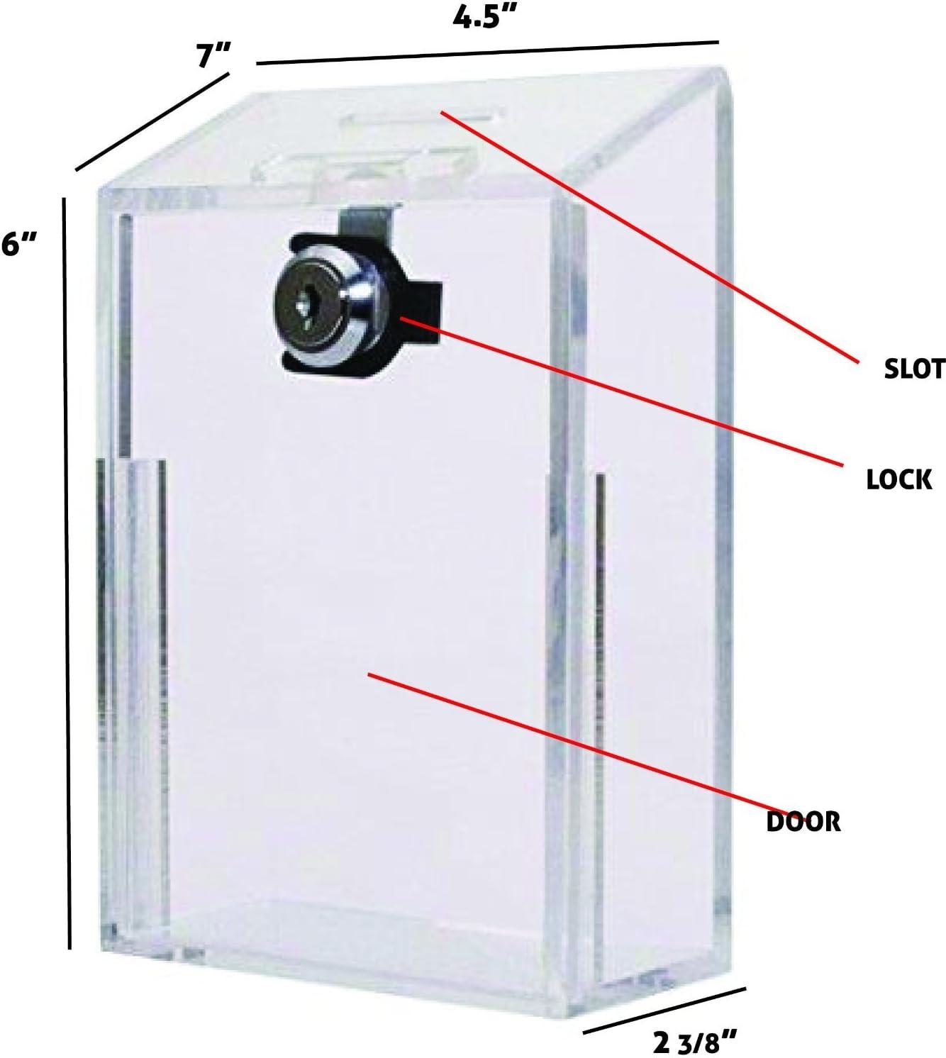 Clear Acrylic Wall-Mounted Donation and Suggestion Box with Lock