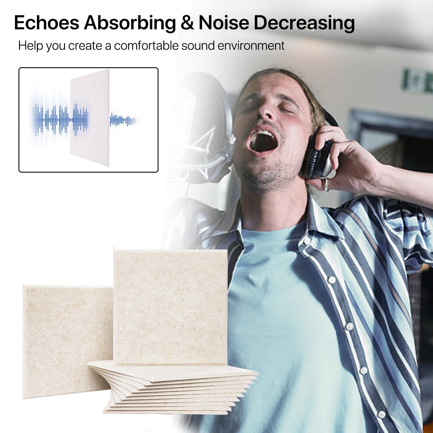 Kuchoow 12 Packs Acoustic Panels Noise Cancelling Sound Proof Foam Panels For Walls 12x12x0.4'' Acoustic Wall Panels