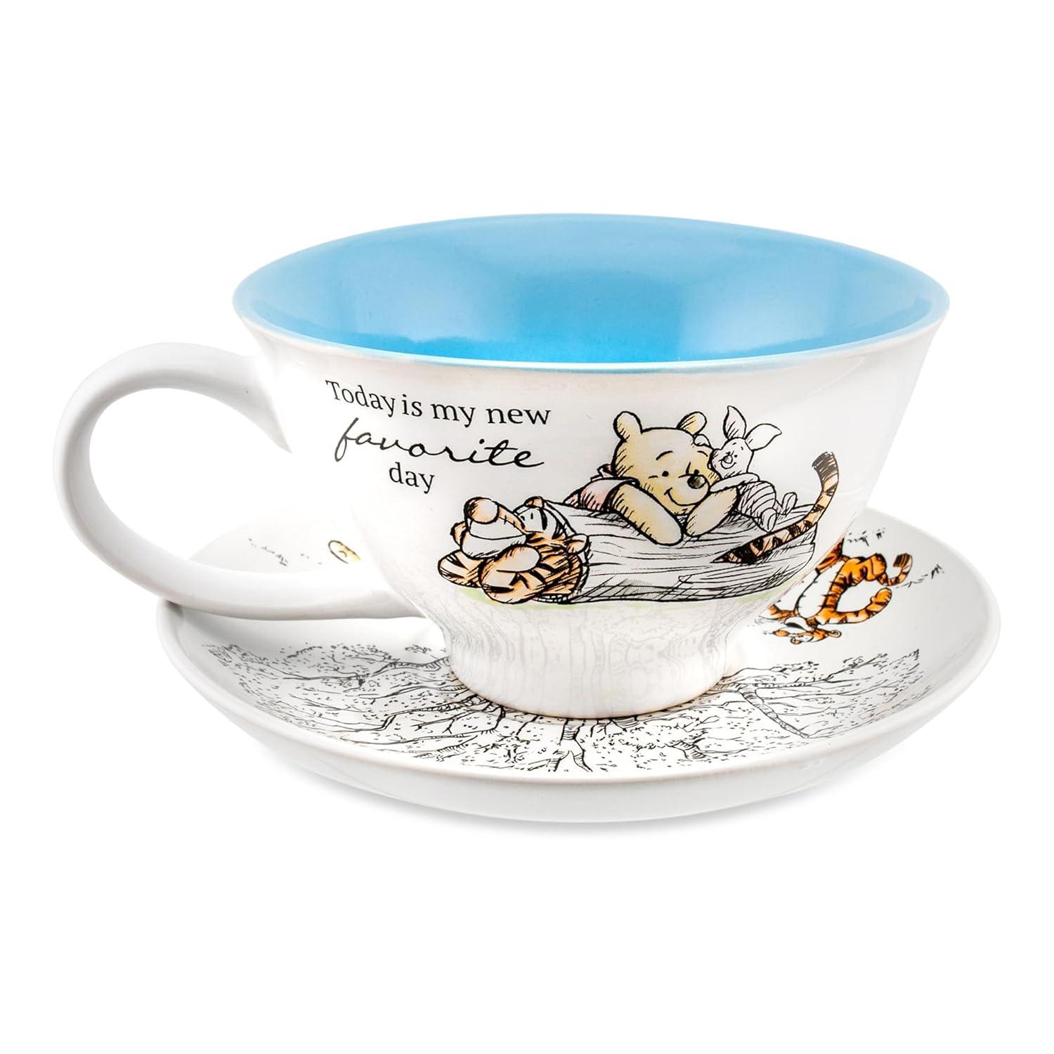 Silver Buffalo Disney Winnie The Pooh And Friends Ceramic Teacup and Saucer Set