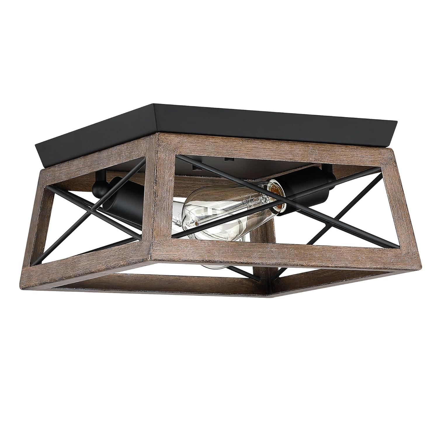 2-Light Finished Cage Classic Modern Dimmable Flush Mount Light