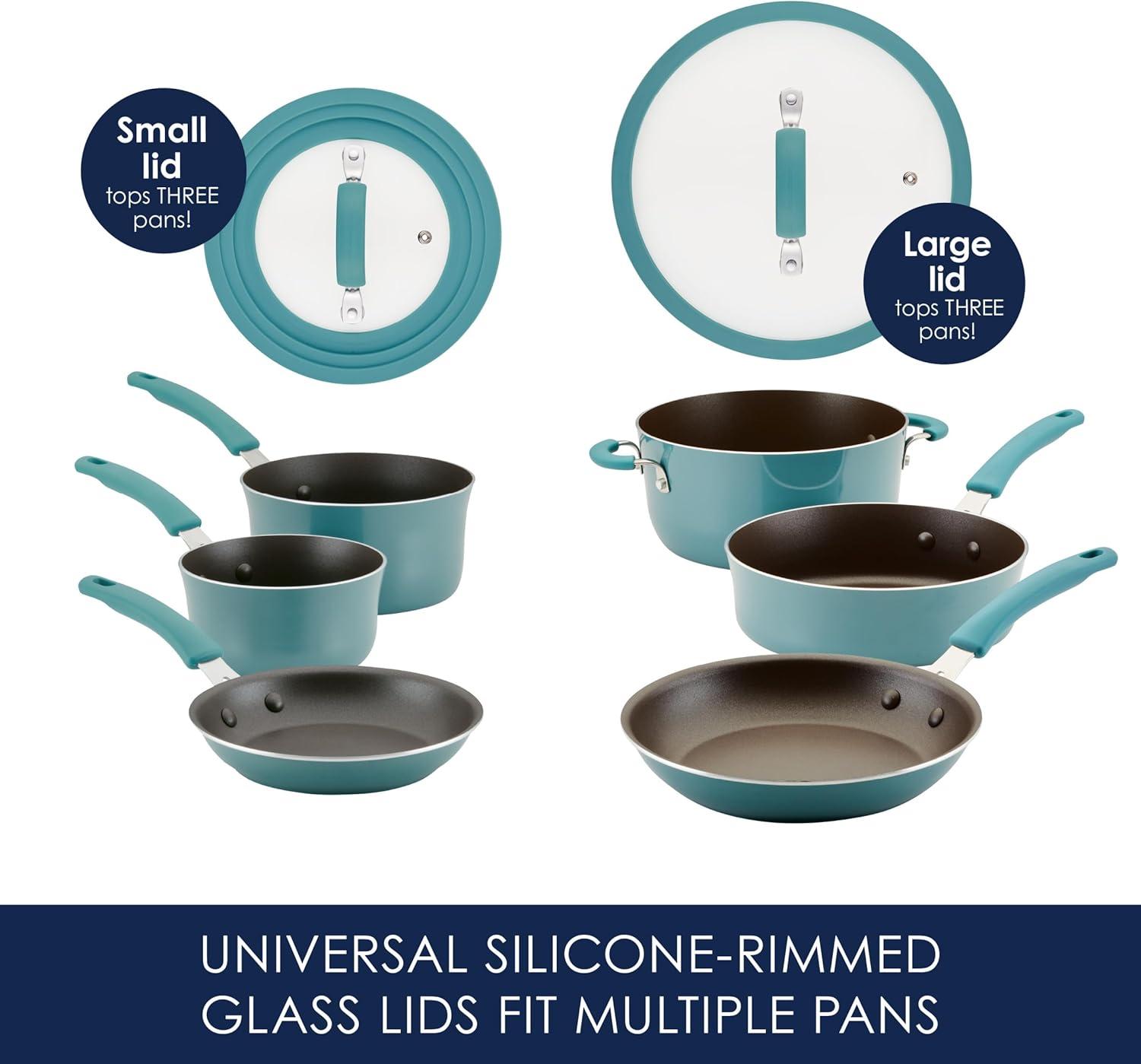 Agave Blue Nonstick Aluminum 10-Piece Cookware Set