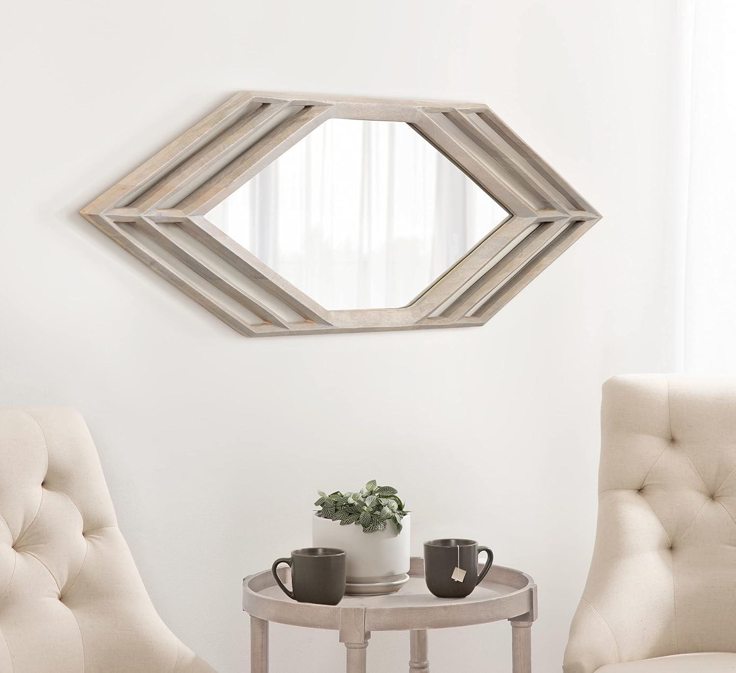 Vayga 42" White Mango Wood Rectangular Wall Mirror