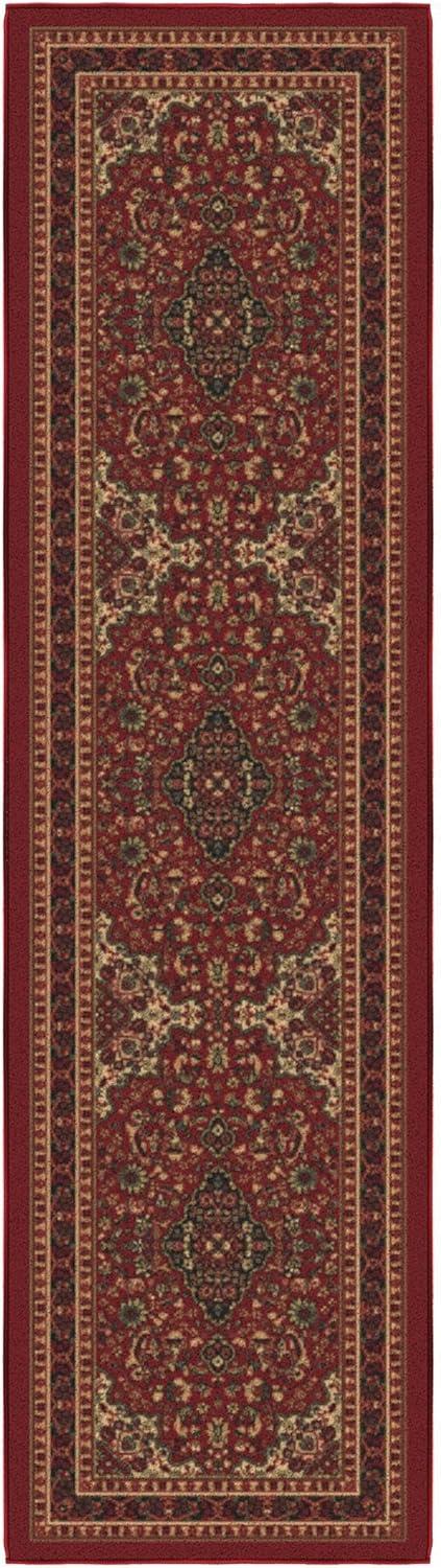 Ottohome Washable Non-Slip Rubberback Medallion Oriental Design Red Area Rug