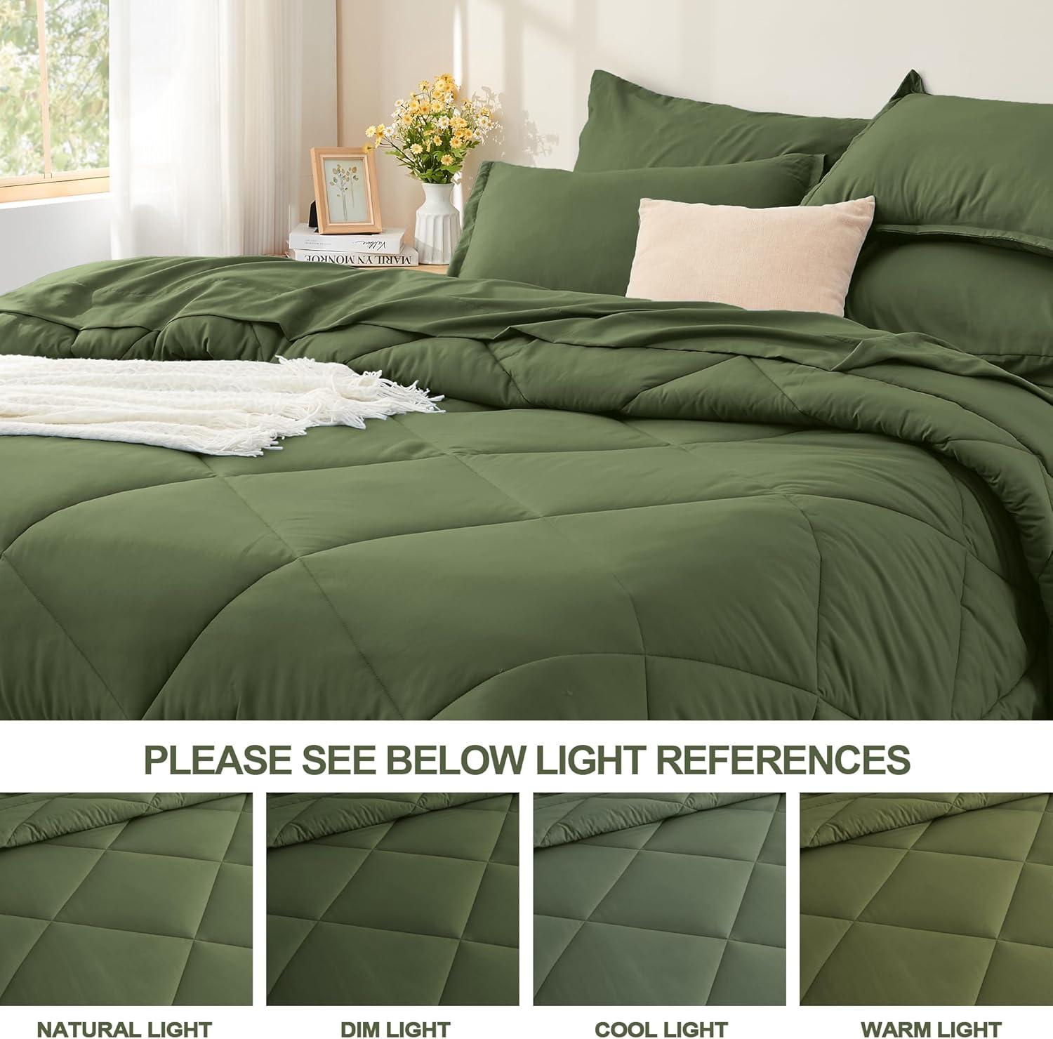 Comforter Set Olive Green - 7 Piece - King