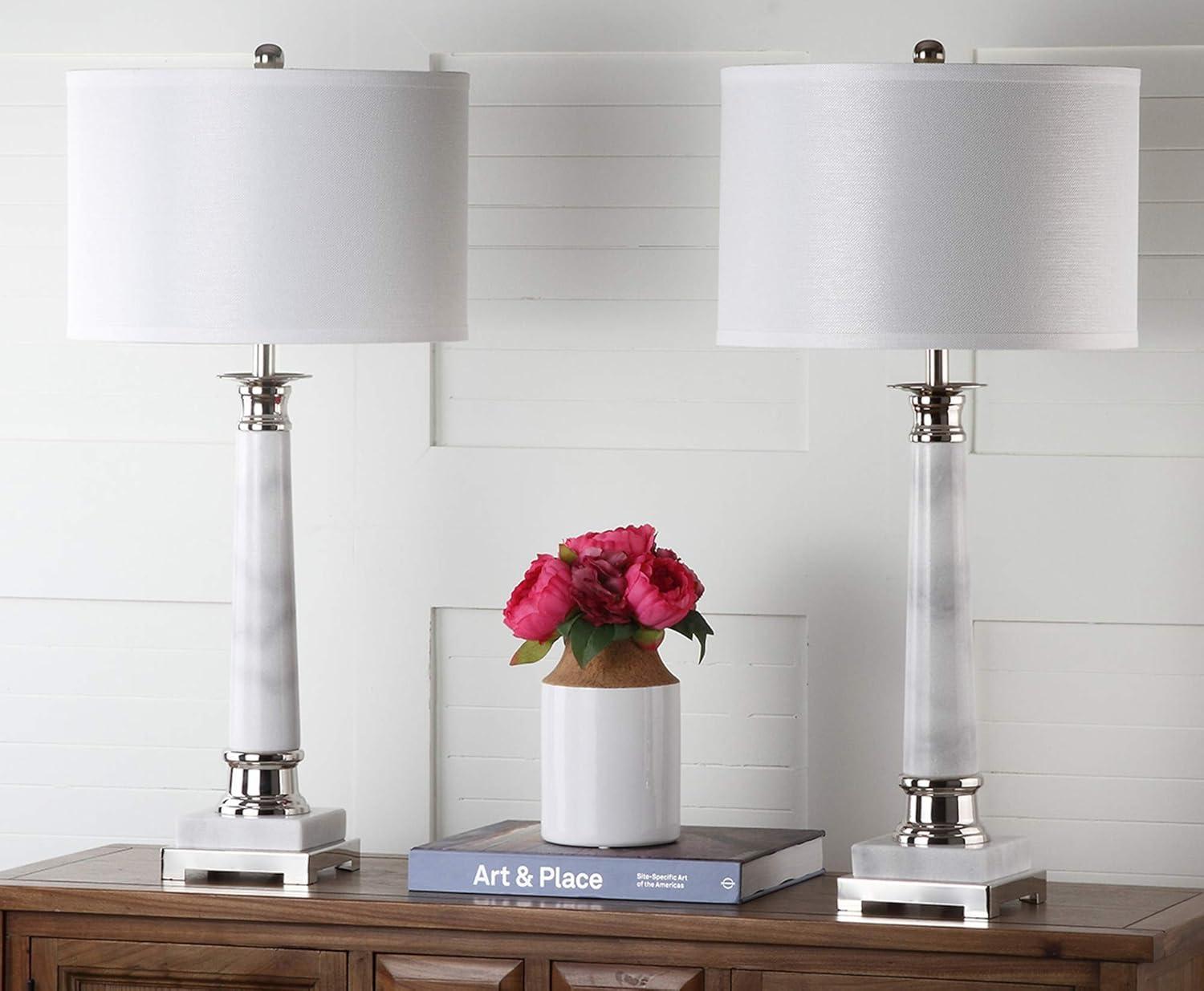 Colleen 31 Inch H Table Lamp (Set of 2) - White Marble - Safavieh