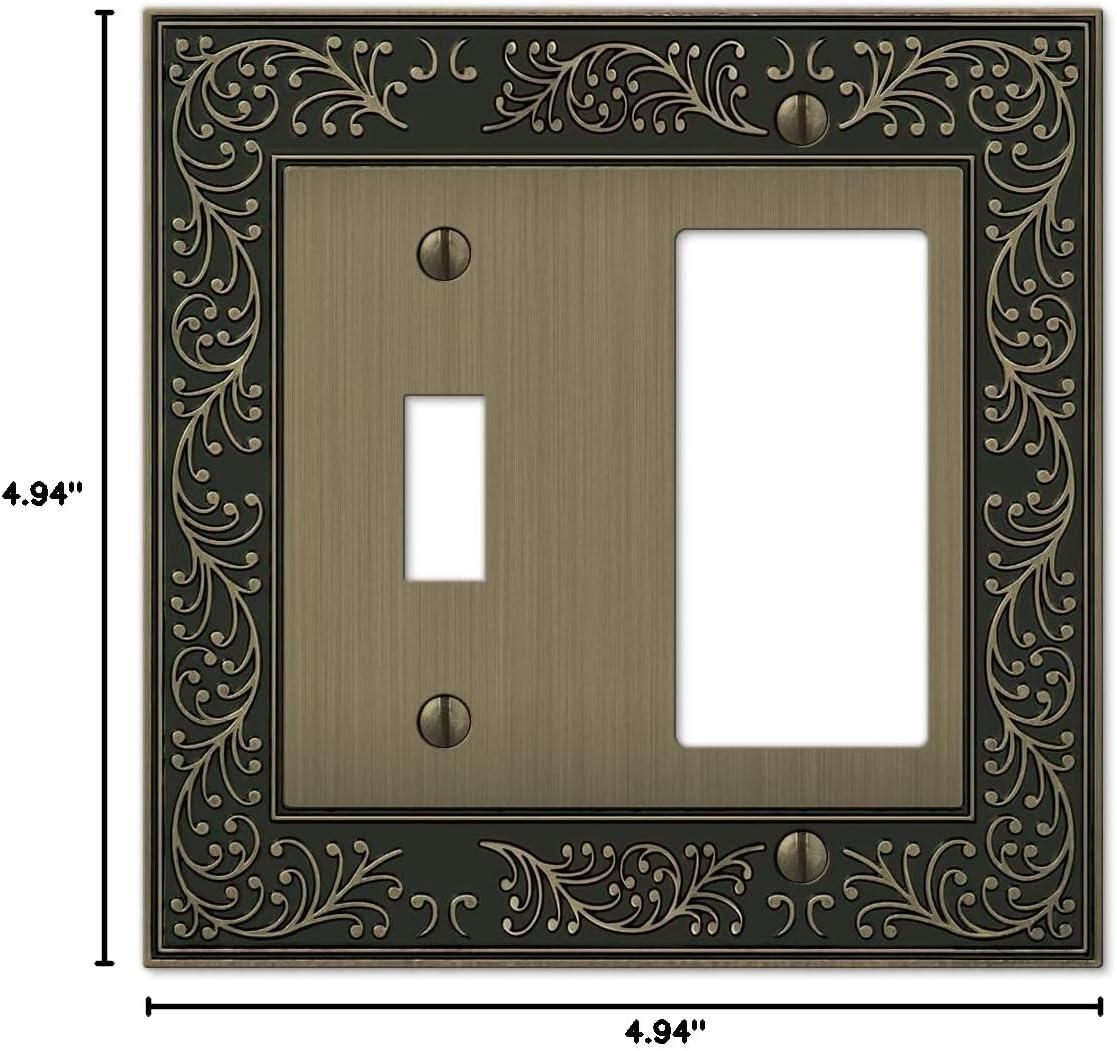 Brushed Brass 2-Gang Toggle and Rocker Metal Wall Plate