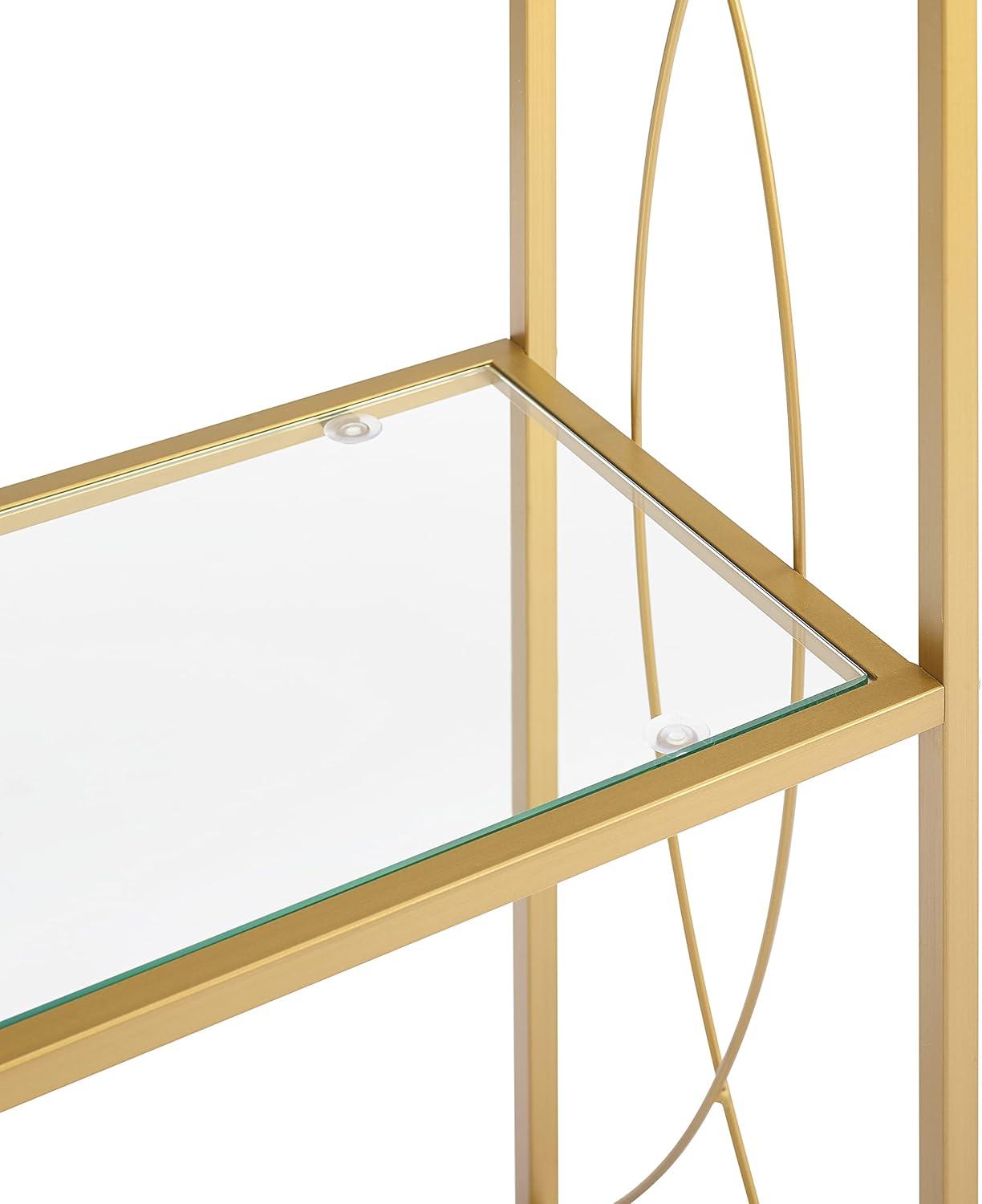 76" Helena Etagere Gold - Crosley: Sturdy Steel Frame, Curved Accents, 4 Clear Glass Shelves