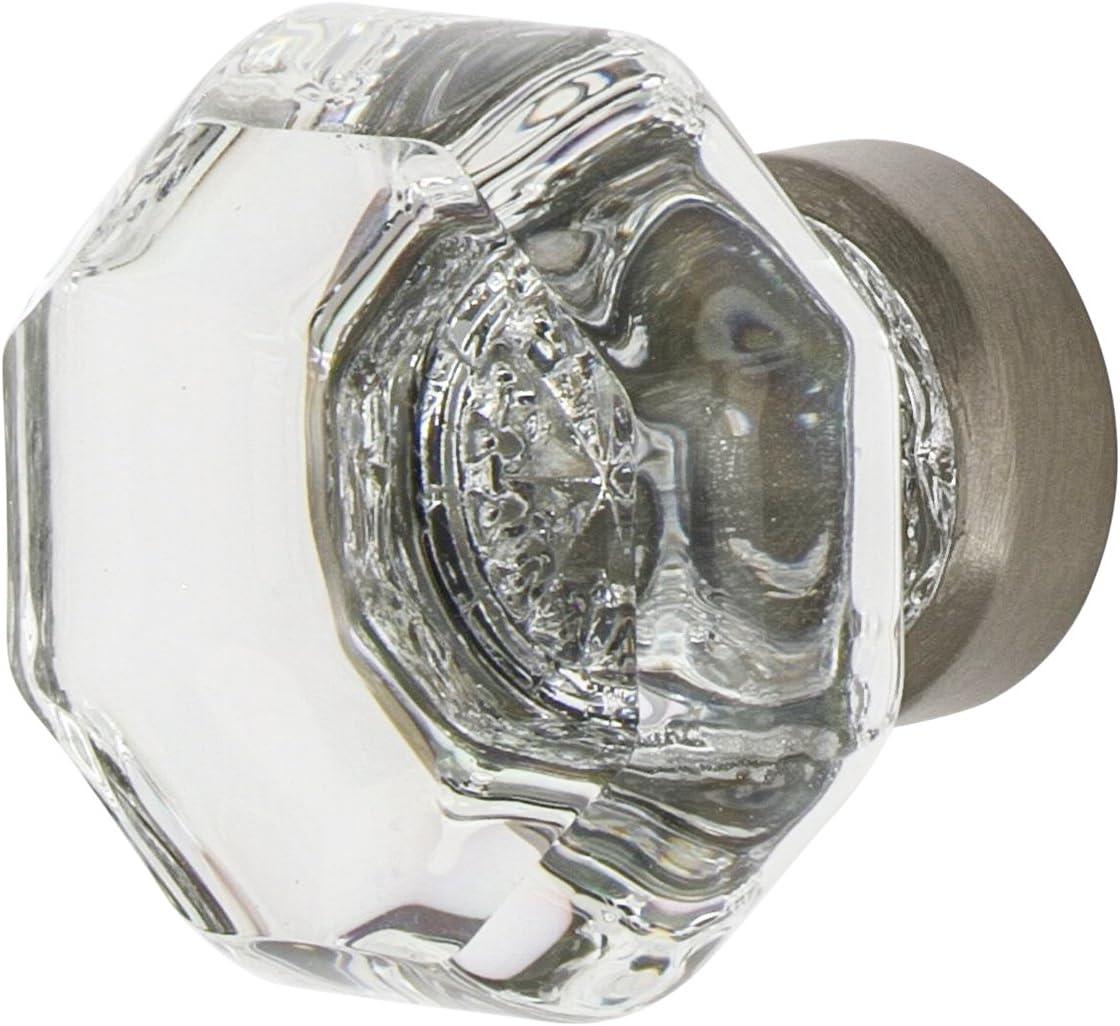 Waldorf 1.375" Geometric Crystal Cabinet Knob in Satin Nickel