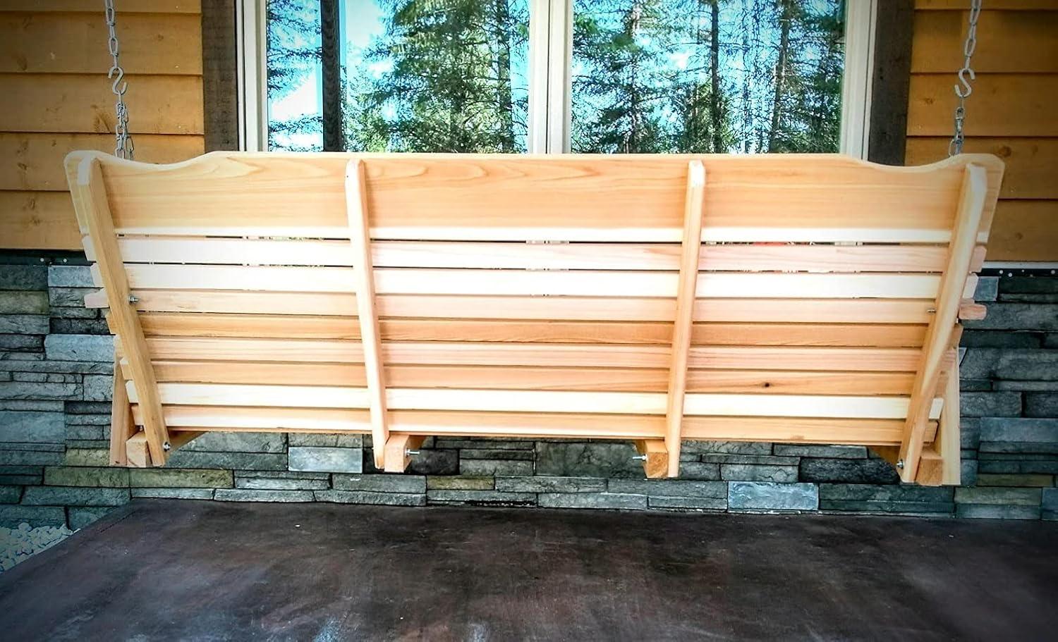 5' Natural Cedar Porch Swing with Chains and Springs