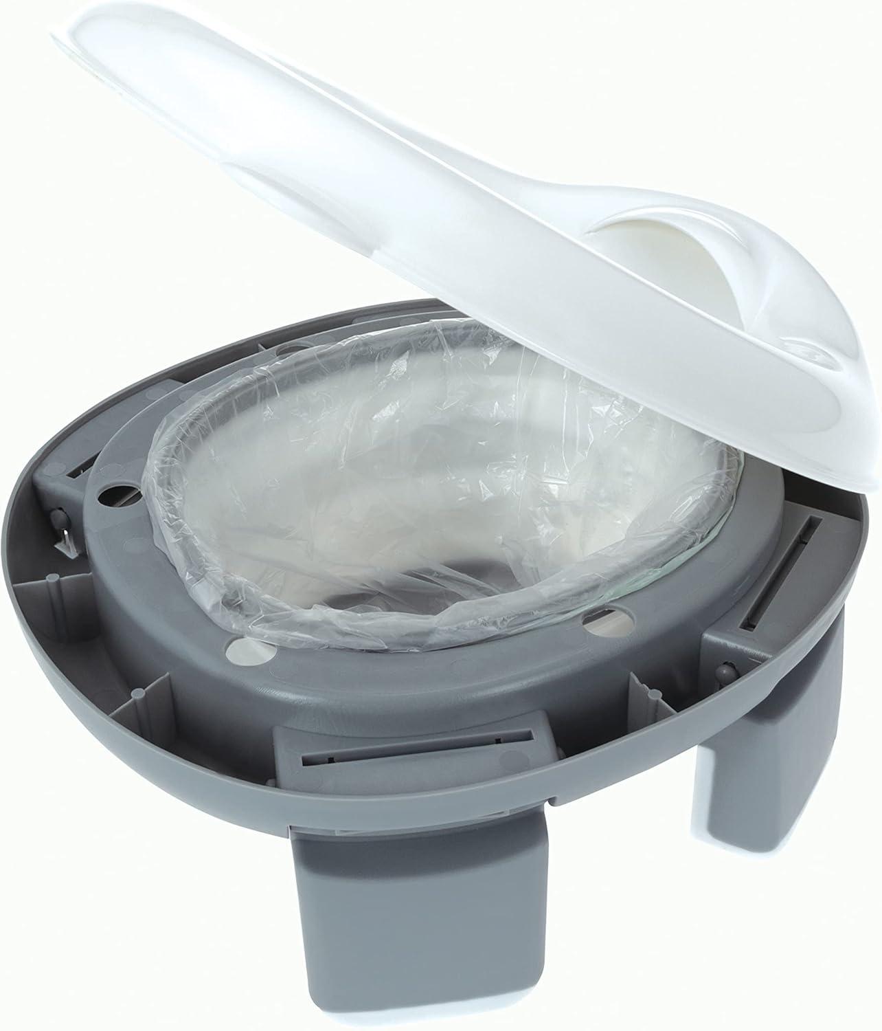 Nuby Portable Potty and Toilet Training Seat with Disposable Bags and Travel Bag, Gray/White