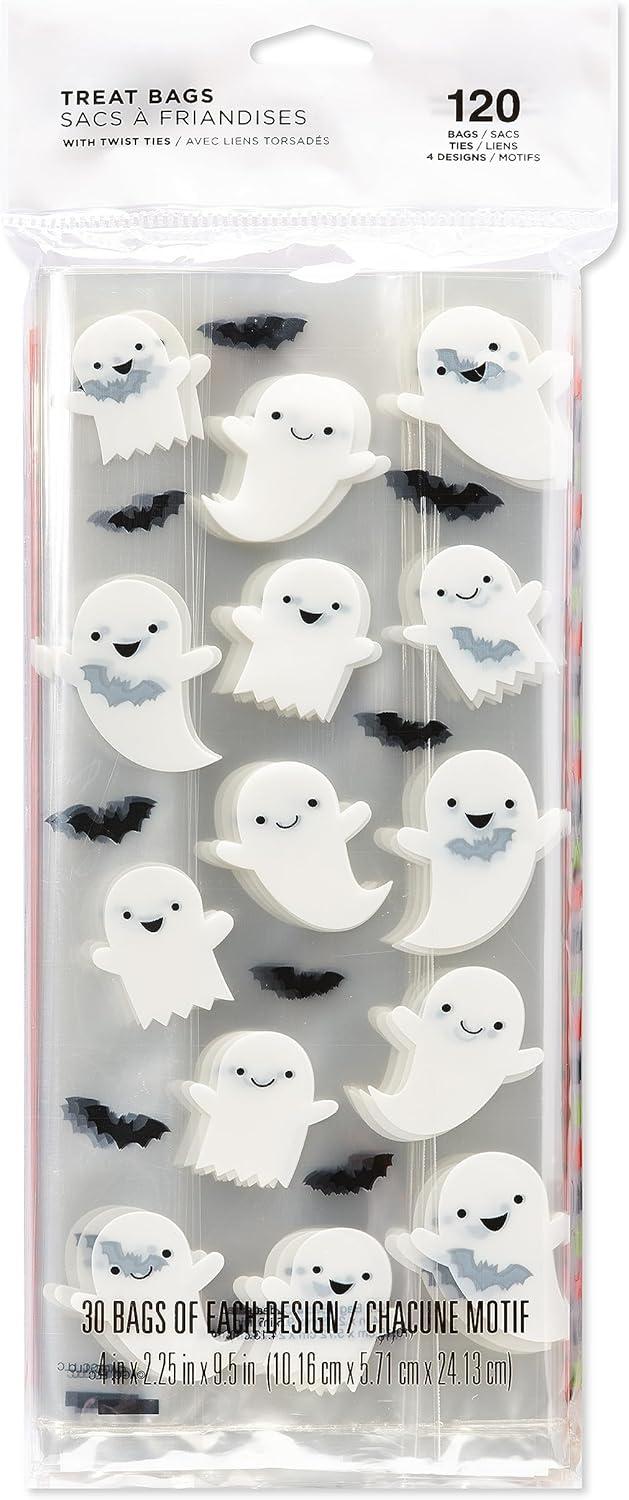 American Greetings 12" Medium Halloween Goodie Bags, Ghosts (120-Count)