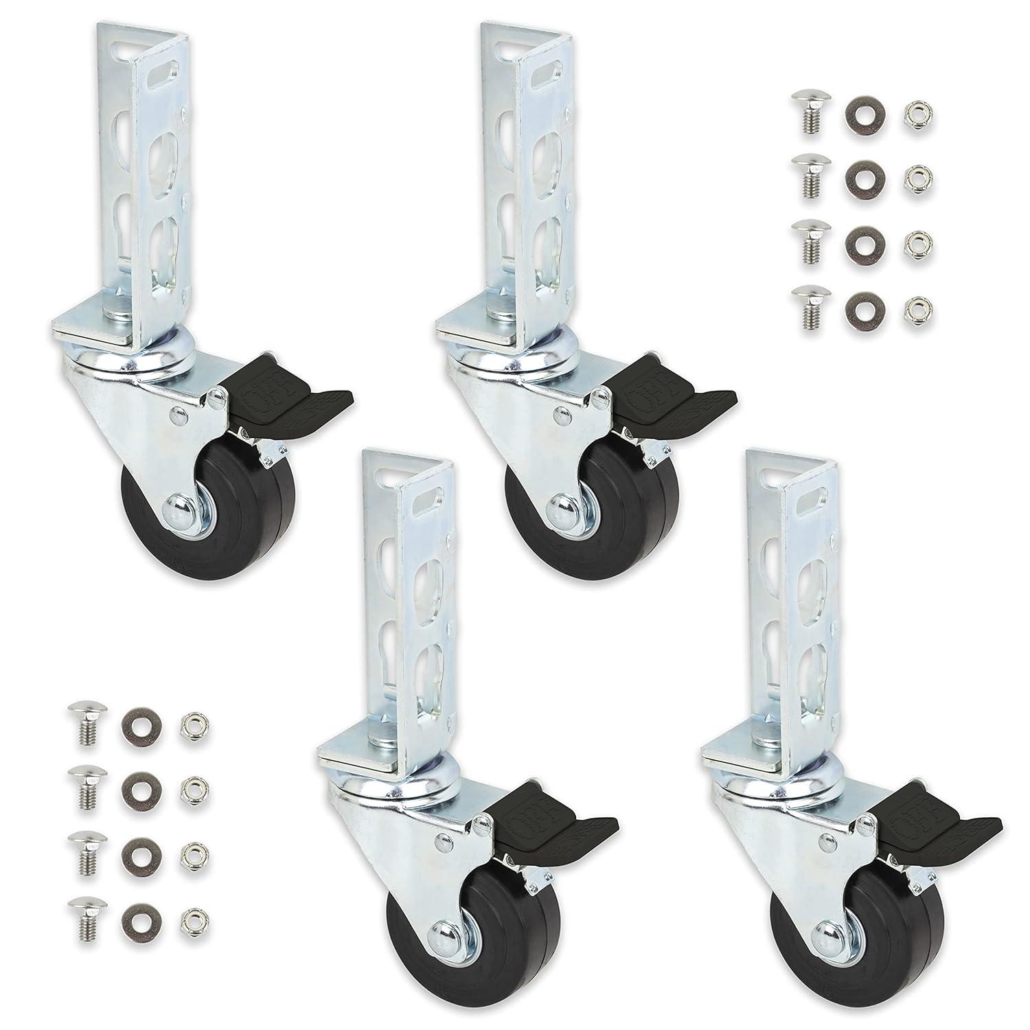 4pc - 3" Storage Rack Caster Wheels (Adapts to Boltless Self Locking Shelving) 1500 lb. Max Total Capacity