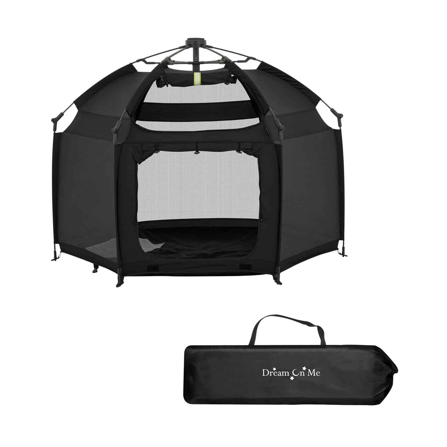 Dream On Me Pop Up Children Playpen, Easy Set-Up- Indoor Play House and Outdoor Play Tent with Canopy Cover, Black