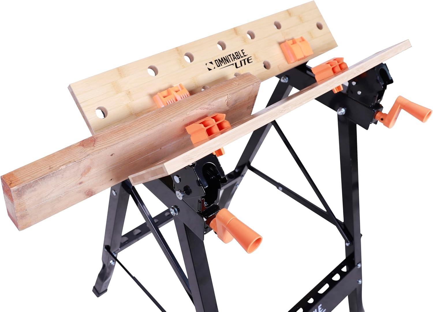 Disston OmniTable Lite Portable Workbench Worktable Fully Adjustable Tilting Table is Great for Clamping.