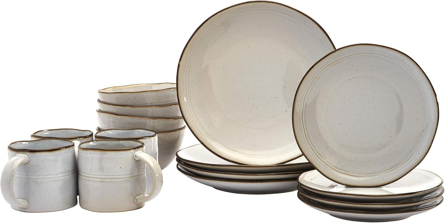 Geneva Speckled White Ceramic 16-Piece Dinnerware Set