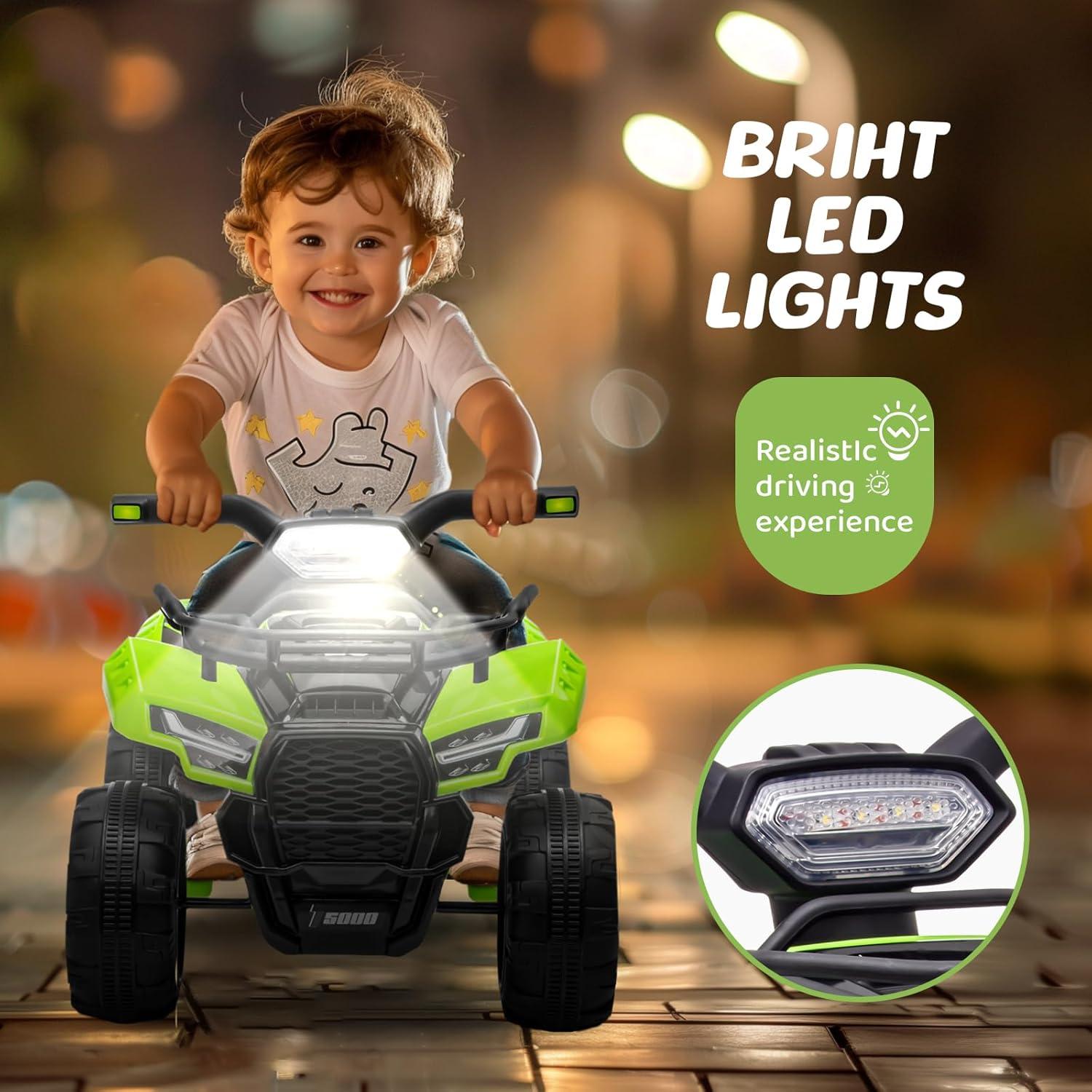 Canddidliike 6 V ATV Quad Powered Ride-On Toy with MP3 and LED Headlights