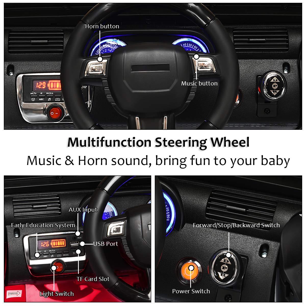 HONEY JOY Ride On Truck, 12V Battery Powered Vehicle Ride On Car with Remote Control, Spring Suspension, Headlights, Music, Mesh Windshield, Electric Cars for Kids, Gift for Boys Girls 3+(Red)