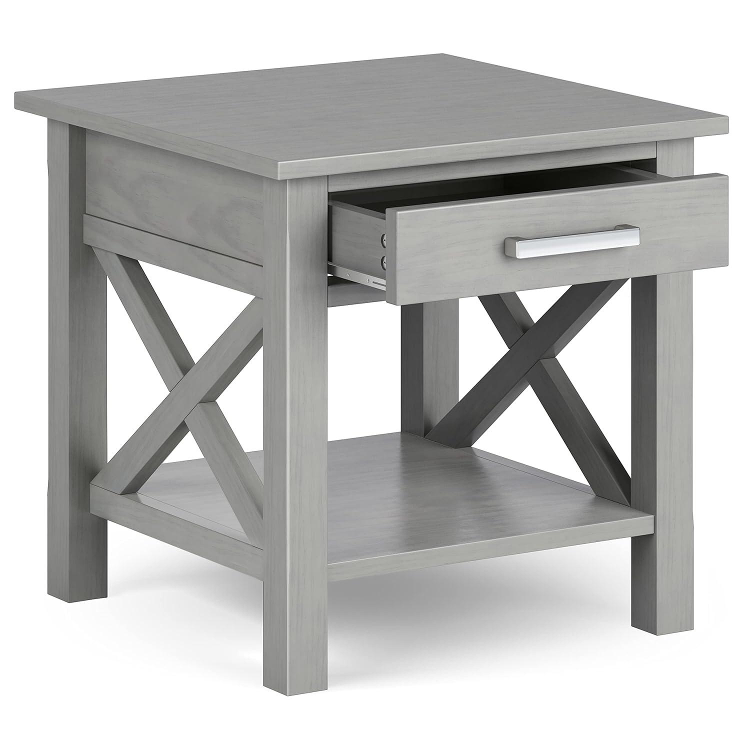 Simpli Home Kitchener 21"W Solid Mango Wood Square End Table with Storage Drawer