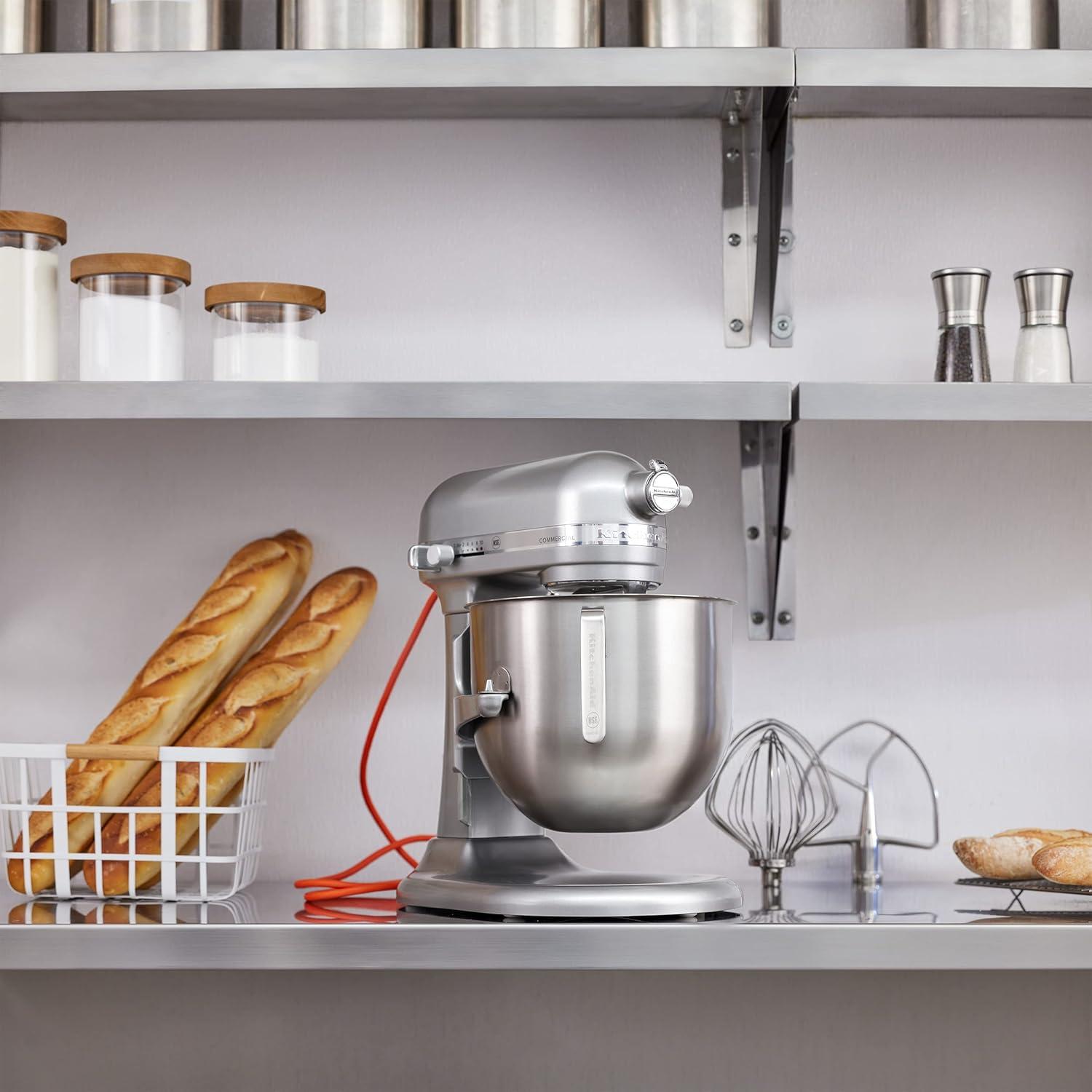 Silver 8-Quart Commercial Countertop Stand Mixer with Gear-Driven Motor