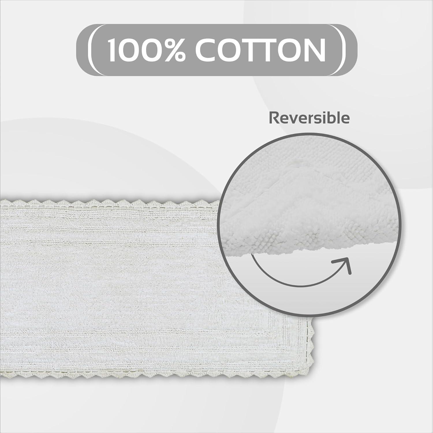 Better Trends Lilly Crochet 100% Cotton Tufted Reversible Bath Rug 20" x 60" Runner - White