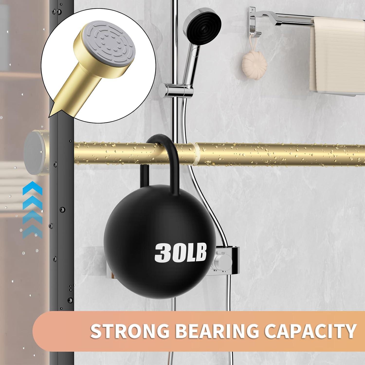 Gold Shower Curtain Rod 34-66 Inches(2.8-5.5ft) Never Rust Adjustable Shower Rod Spring Tension Non Slip No Drilling Shower Rods for Bathroom Garland Window