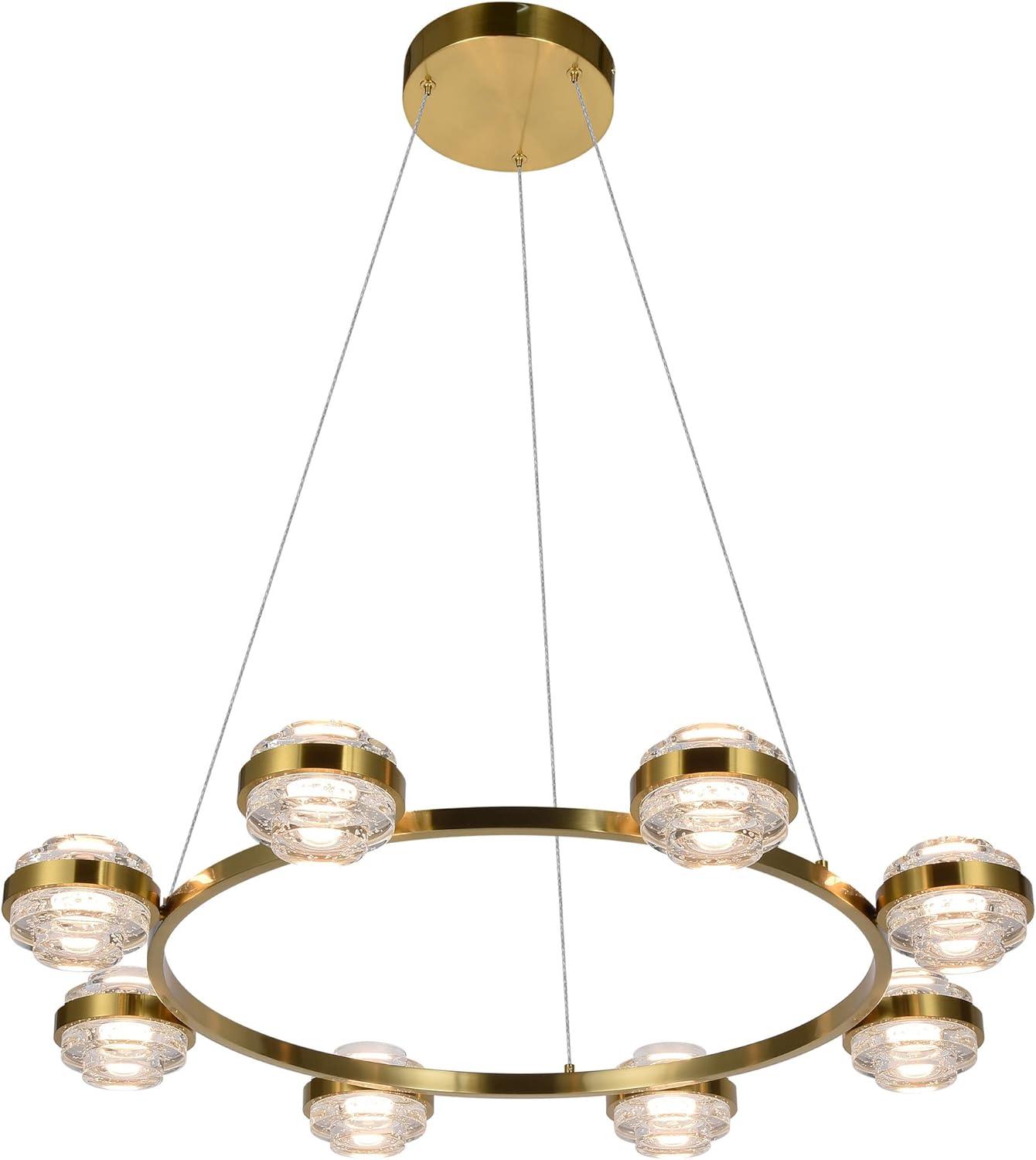Milano 33-In Ring 8-Light Height Adjustable ETL Certified Integrated LED Circular Chandelier