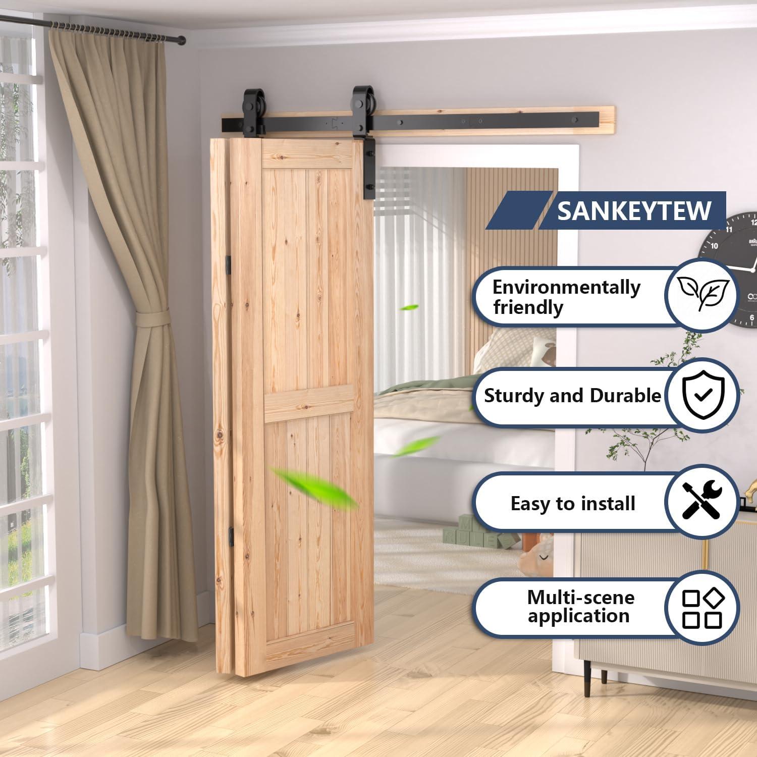 MAXAYA 36" Bifold Barn Door Hardware Kit - Space Saving Folding ...