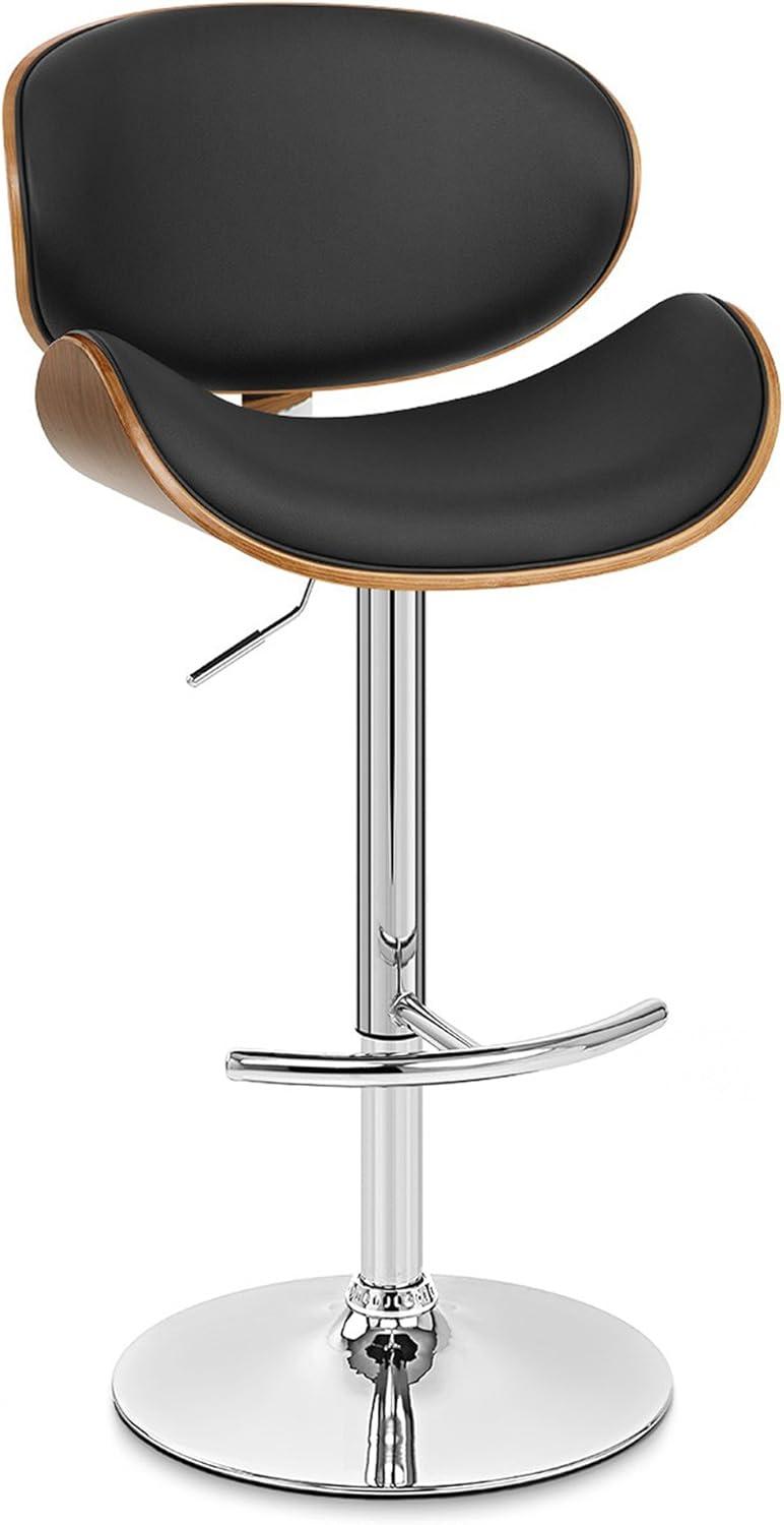 Armen Living Naples 34" Contemporary Faux Leather & Metal Bar Stool in Black