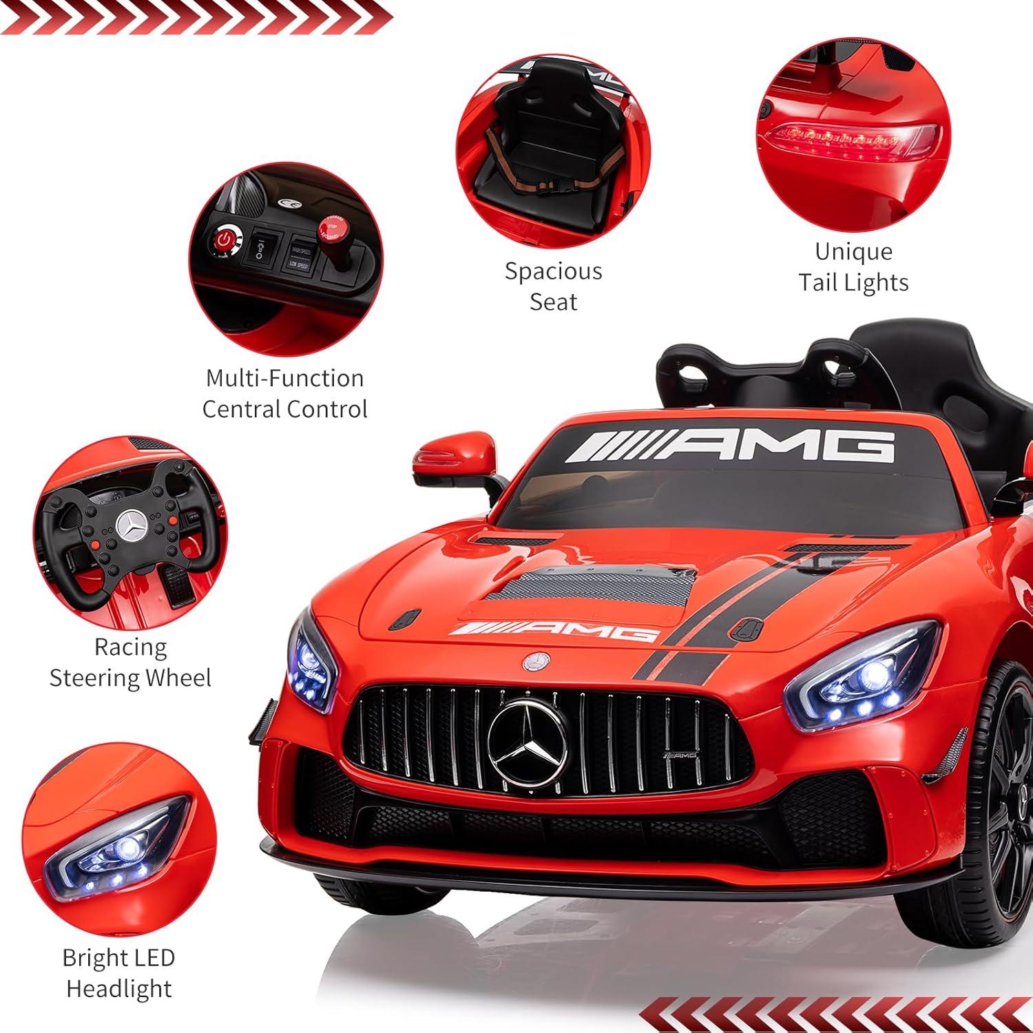 Black 12V Mercedes-Benz AMG Kids Ride-On Car with Remote