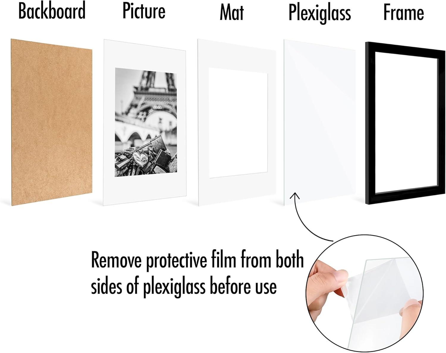 Americanflat 5 Pack of Picture Frames with Mat - Plexiglass Cover