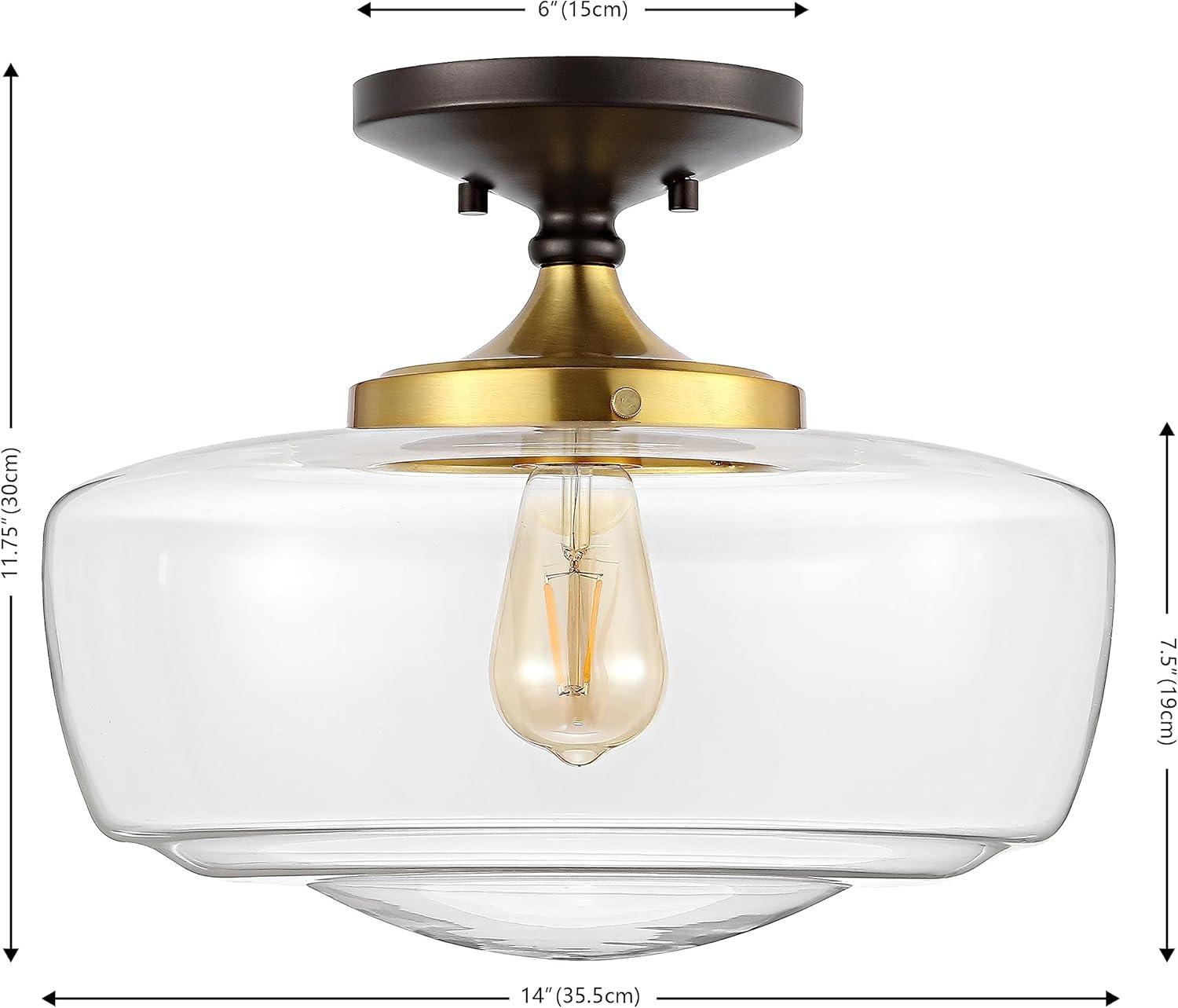 Marfa 14" Clear Glass and Brass Gold Farmhouse LED Flush Mount