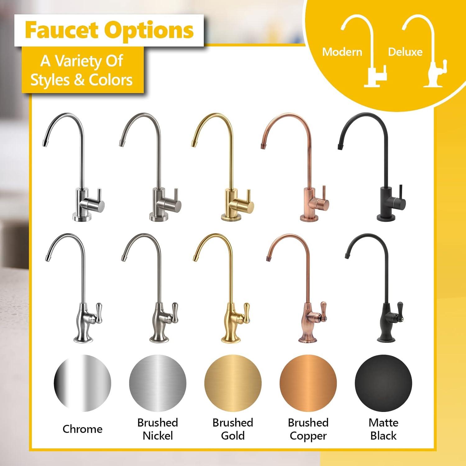 Modern Water Filter Faucet - Brushed Copper Faucet - 100% Lead-Free Drinking Water Faucet - Compatible with Reverse Osmosis Water Filtration Systems