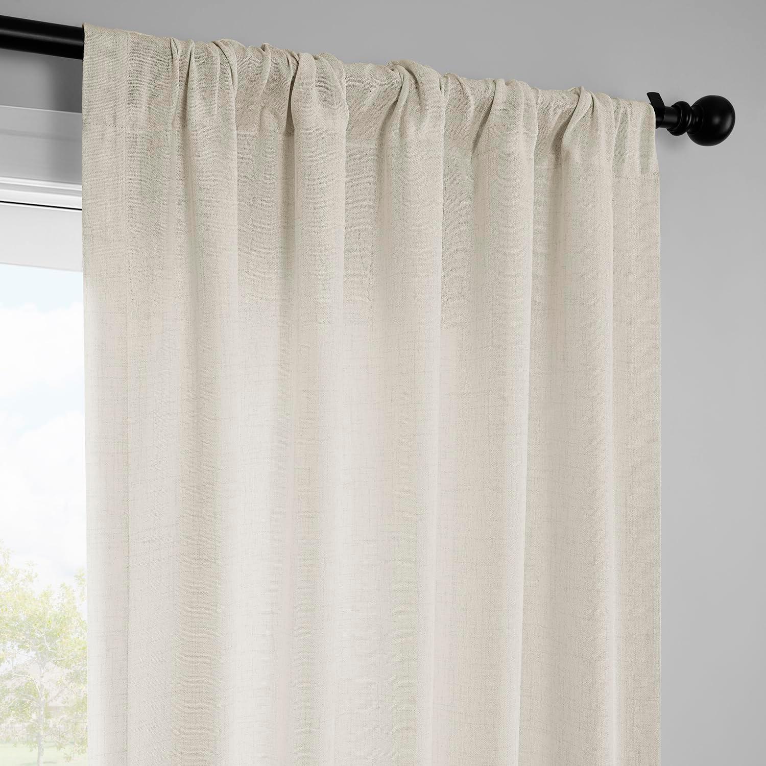 HPD Half Price Drapes Farm Town Faux Linen Textured Semi Sheer Curtains for Bedroom 84 Inches Long (2 Panels) - Rod Pocket Window Curtains for Living Room & Home Decor - 50 X 84, French Country Cream