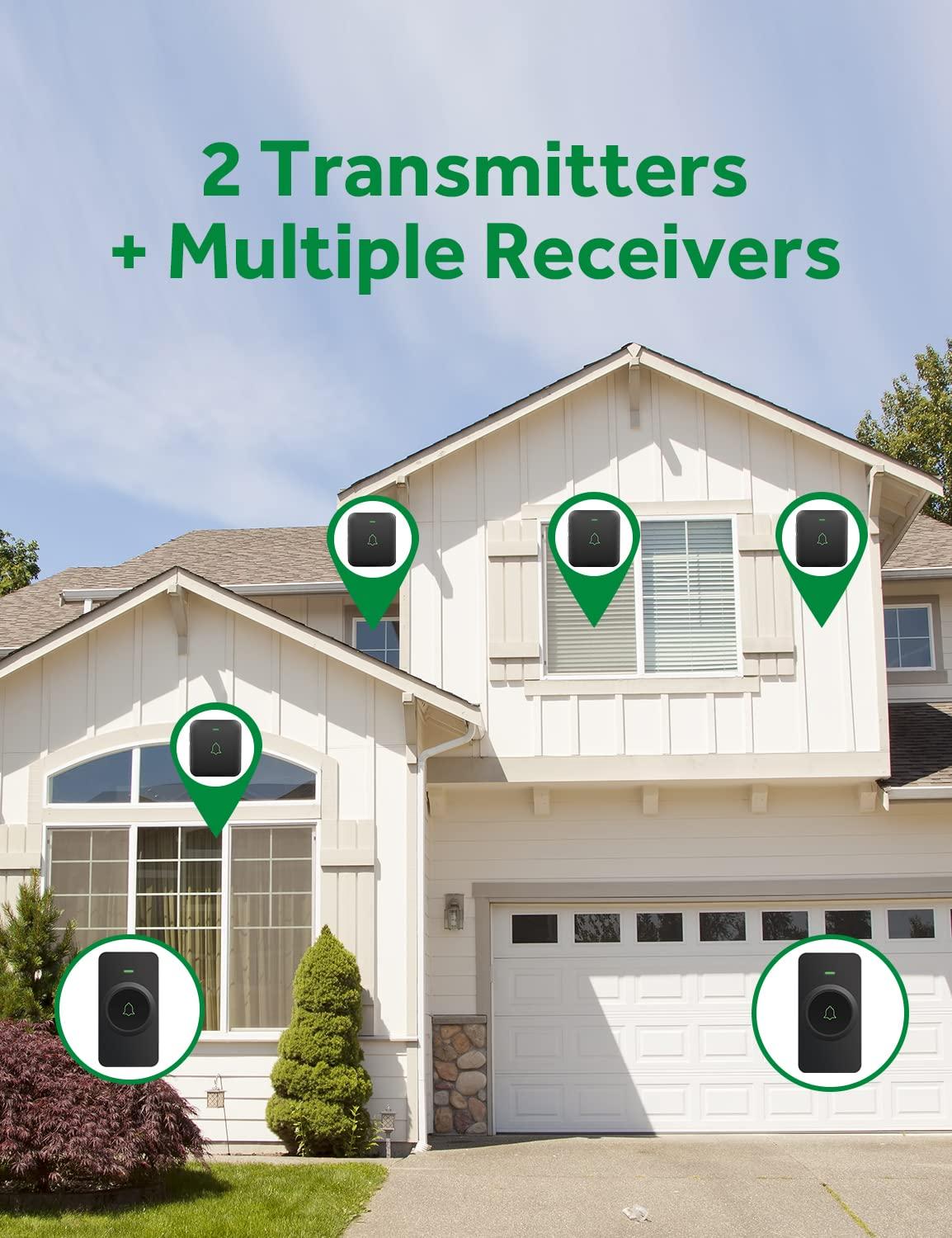 AVANTEK Wireless Door Bell, Mini CB-11 Waterproof Doorbell Chime Operating at 1000 Feet with 52 Melodies, 5 Volume Levels & LED Flash