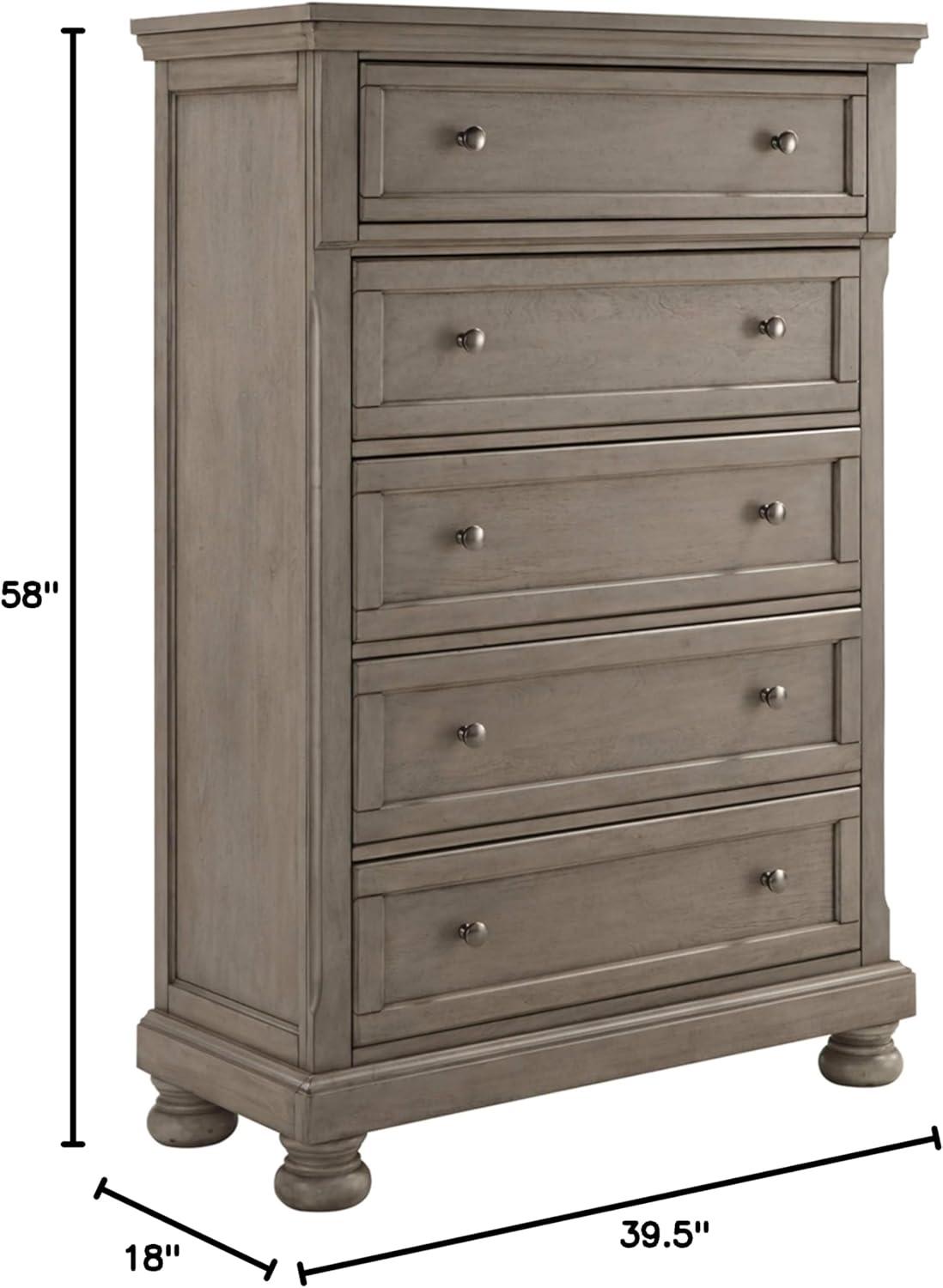 Ashley Furniture Lettner 5 Drawer Chest in Light Gray