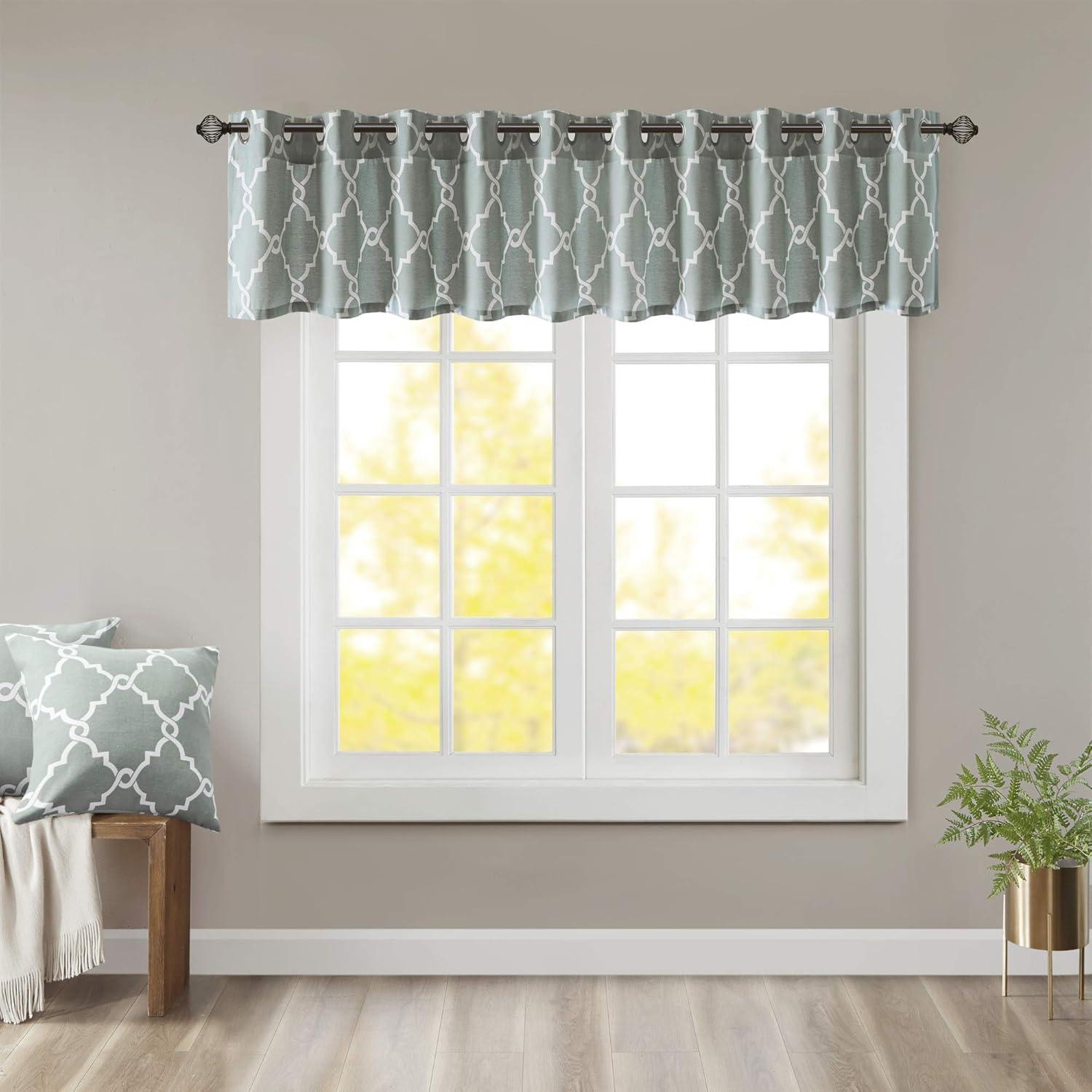 Madison Park Saratoga Fretwork Print Grommet Top Window Valance