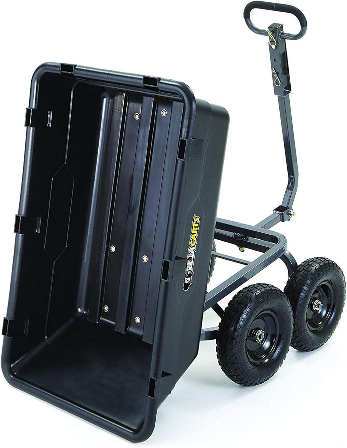 Heavy-Duty Black Alloy Steel Outdoor Hauler with Pneumatic Wheels