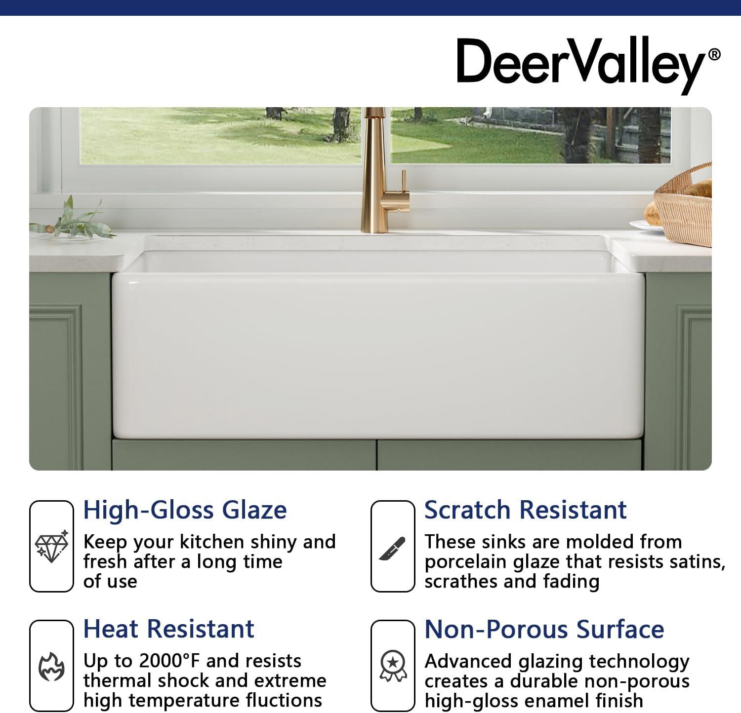 Grove 33" L X 18" W Rectangular Single Bowl Fireclay Farmhouse Kitchen Sink with Grid and Strainer