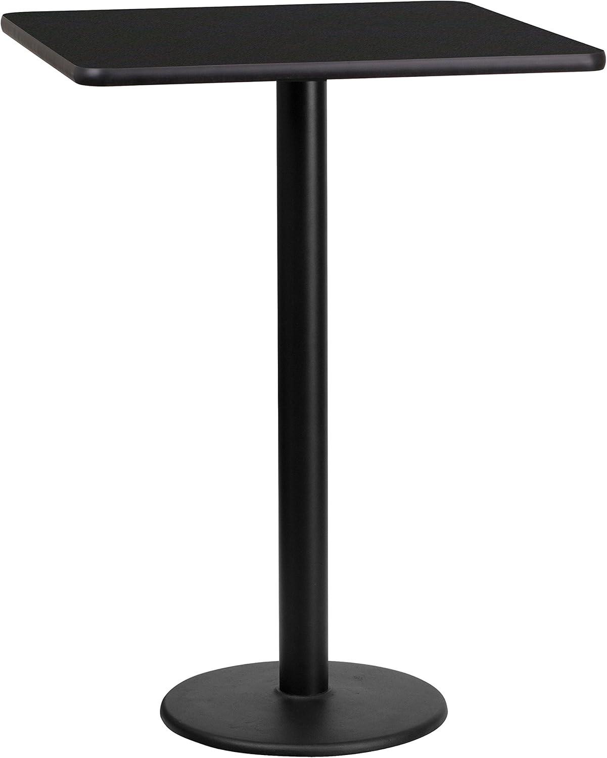 Stiles 24'' Square Black Laminate Bar Height Table with Round Base