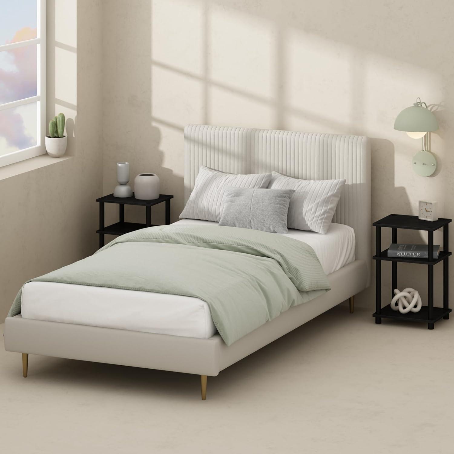 Furinno Just 3-Tier Turn-N-Tube Open Storage Nightstand, 1-Pack, Americano/Black