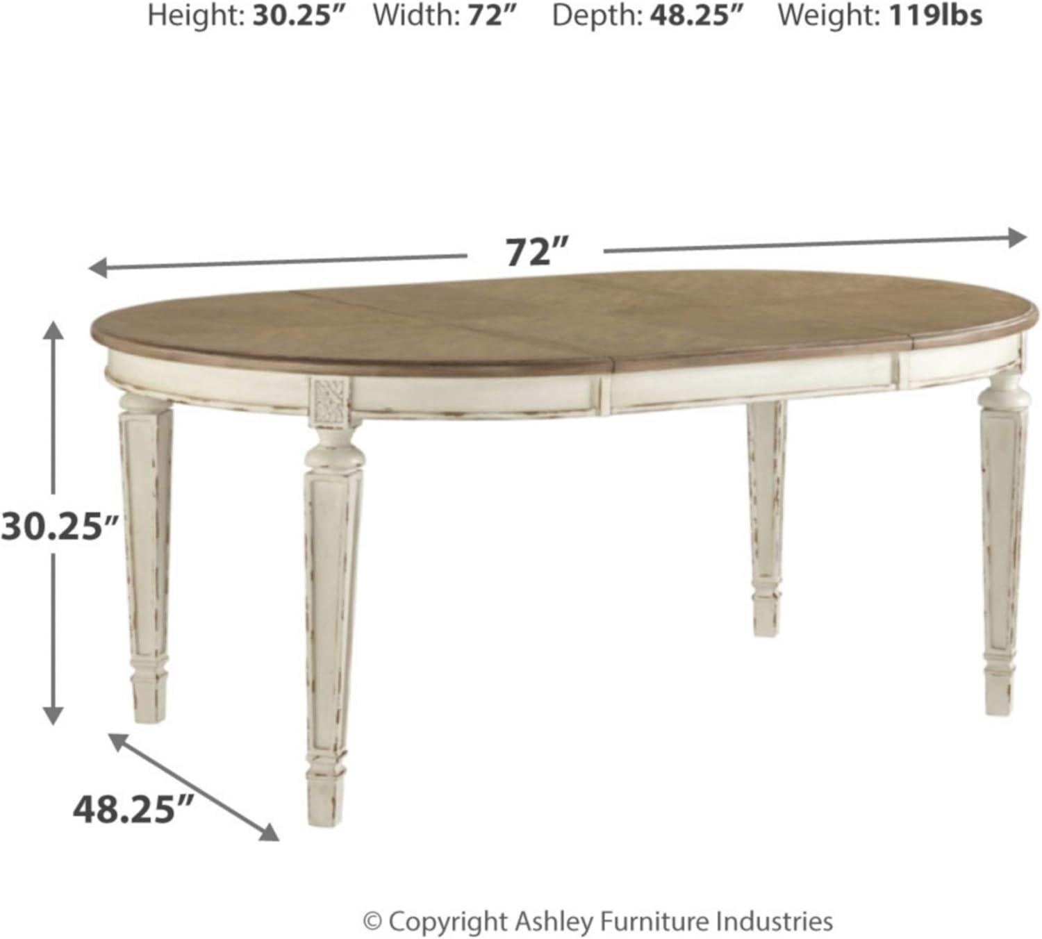 Realyn Oval Extendable Brown and White Wood Dining Table