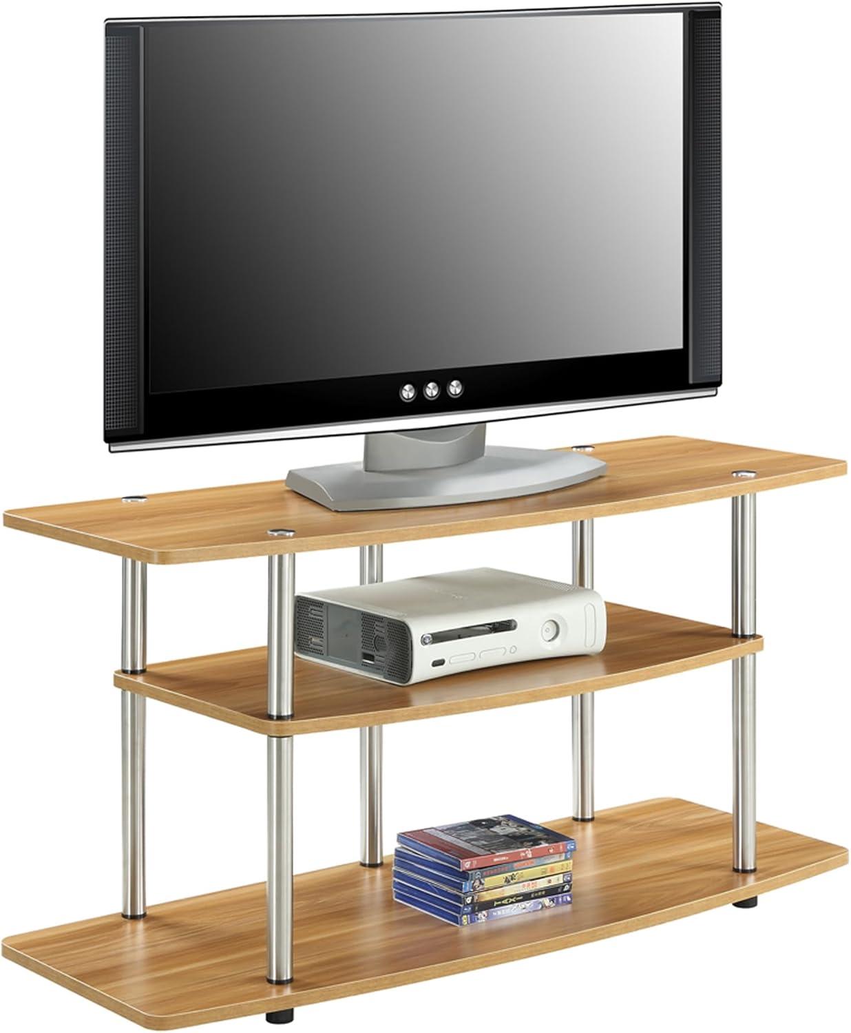 Convenience Concepts Designs2Go No Tools 3 Tier Wide TV Stand for TVs up to 46", Light Oak