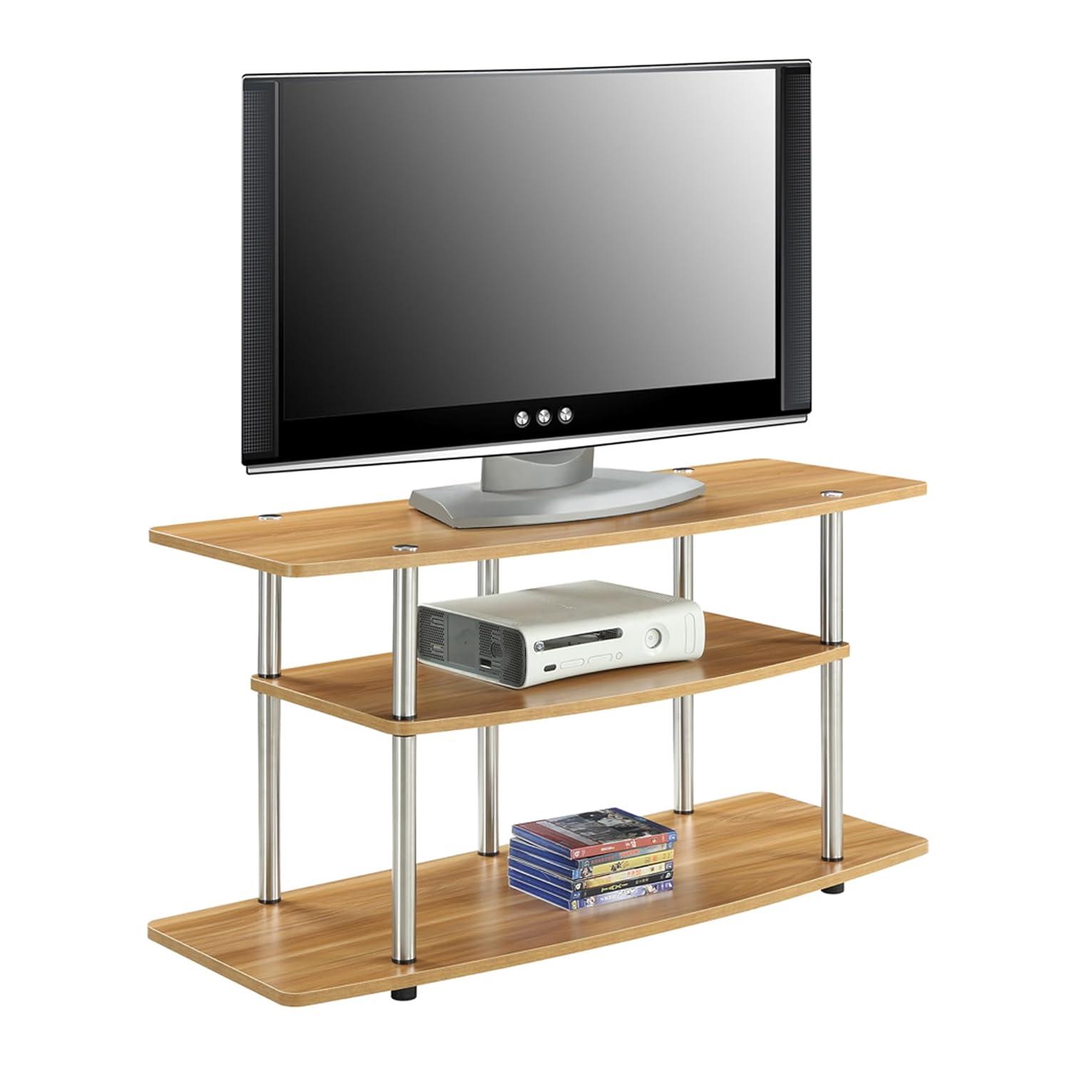 Convenience Concepts Designs2Go No Tools 3 Tier Wide TV Stand for TVs up to 46", Light Oak