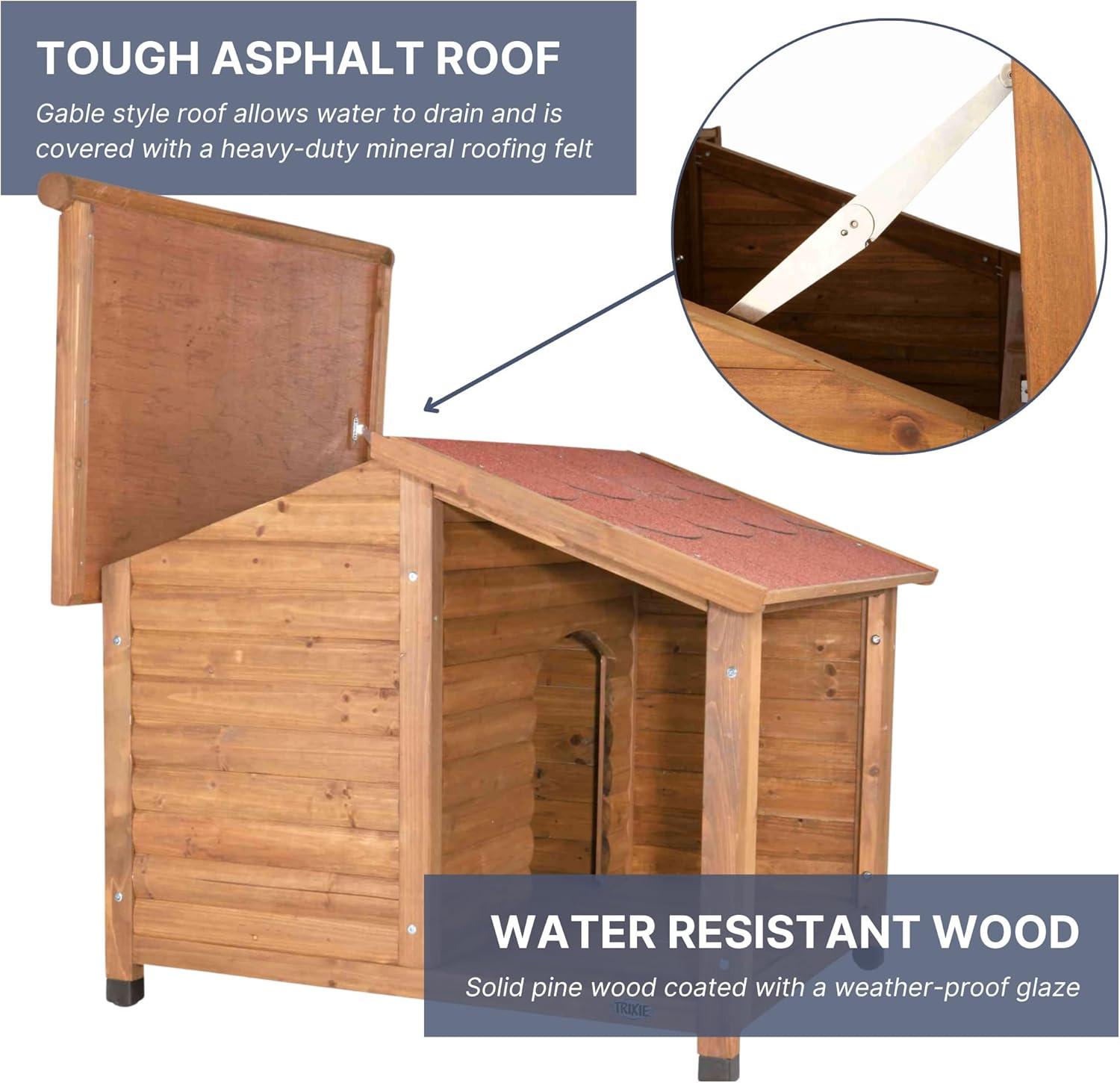 TRIXIE TRIXIE Natura Weatherproof Outdoor Lodge Dog House, Elevated Floor