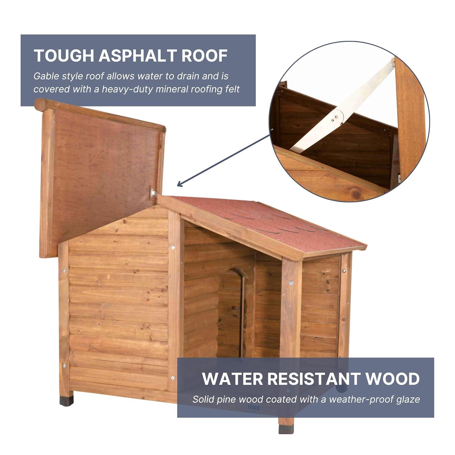 TRIXIE TRIXIE Natura Weatherproof Outdoor Lodge Dog House, Elevated Floor