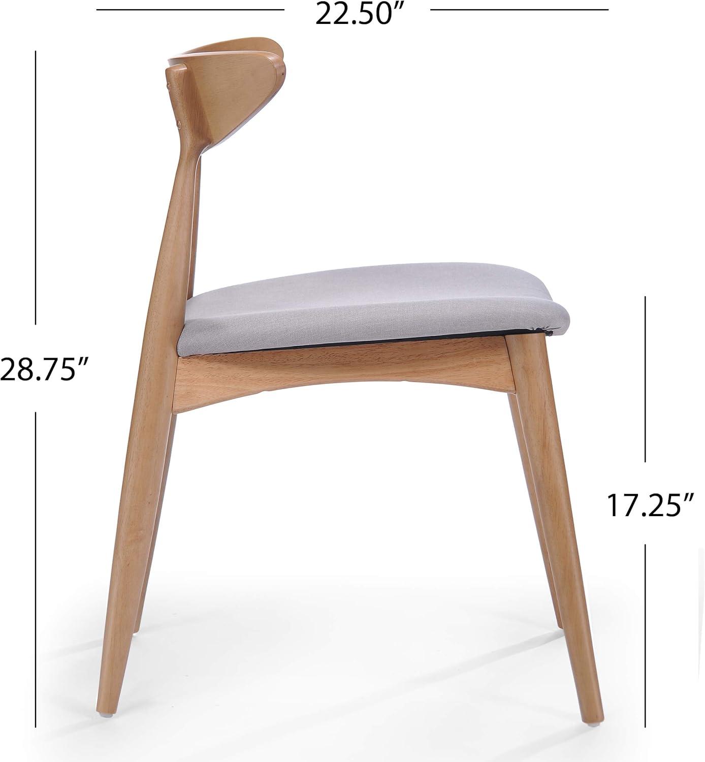 Christopher Knight Home Barron Mid Century Modern Rubberwood Fabric Upholstered Dining Chairs (Set of 2), Beige/Natural Oak